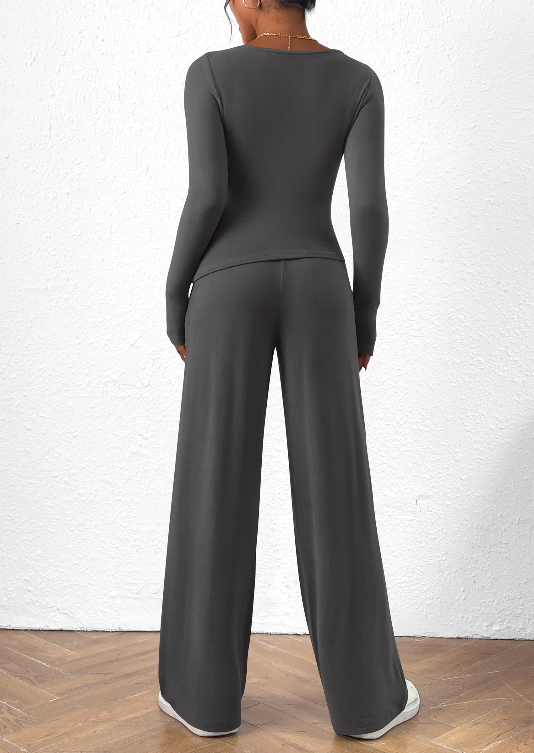 Women's 2 Piece Lounge Sets Airport Outfits(Dark Grey,XS)