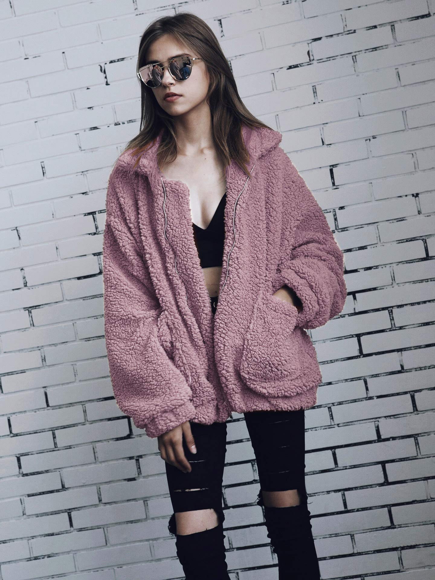 Oversized Sherpa Fleece Jacket Women's Winter Coats Outerwear