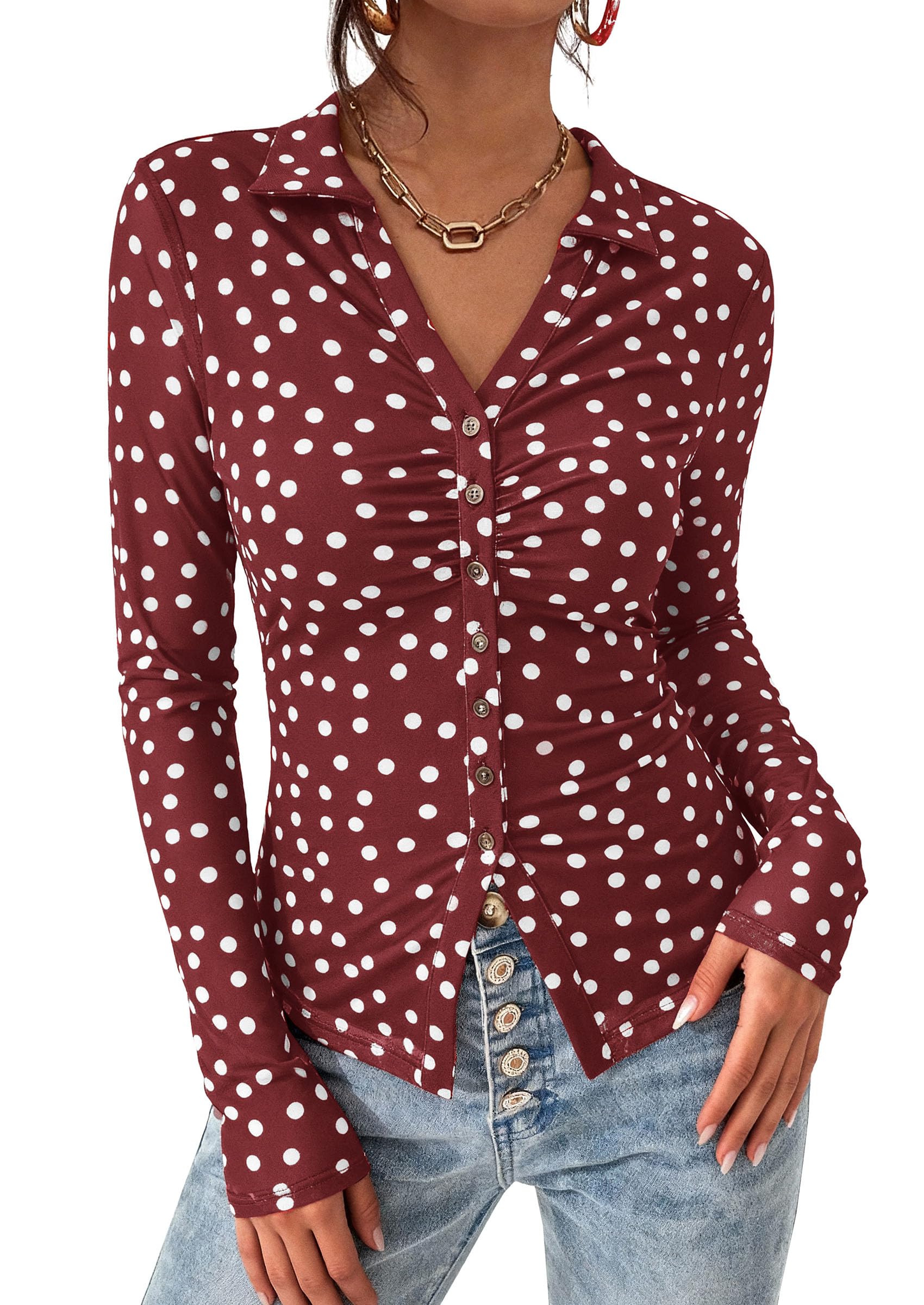 Women's Button Down Shirts Boho Mesh Floral Going Out Tops