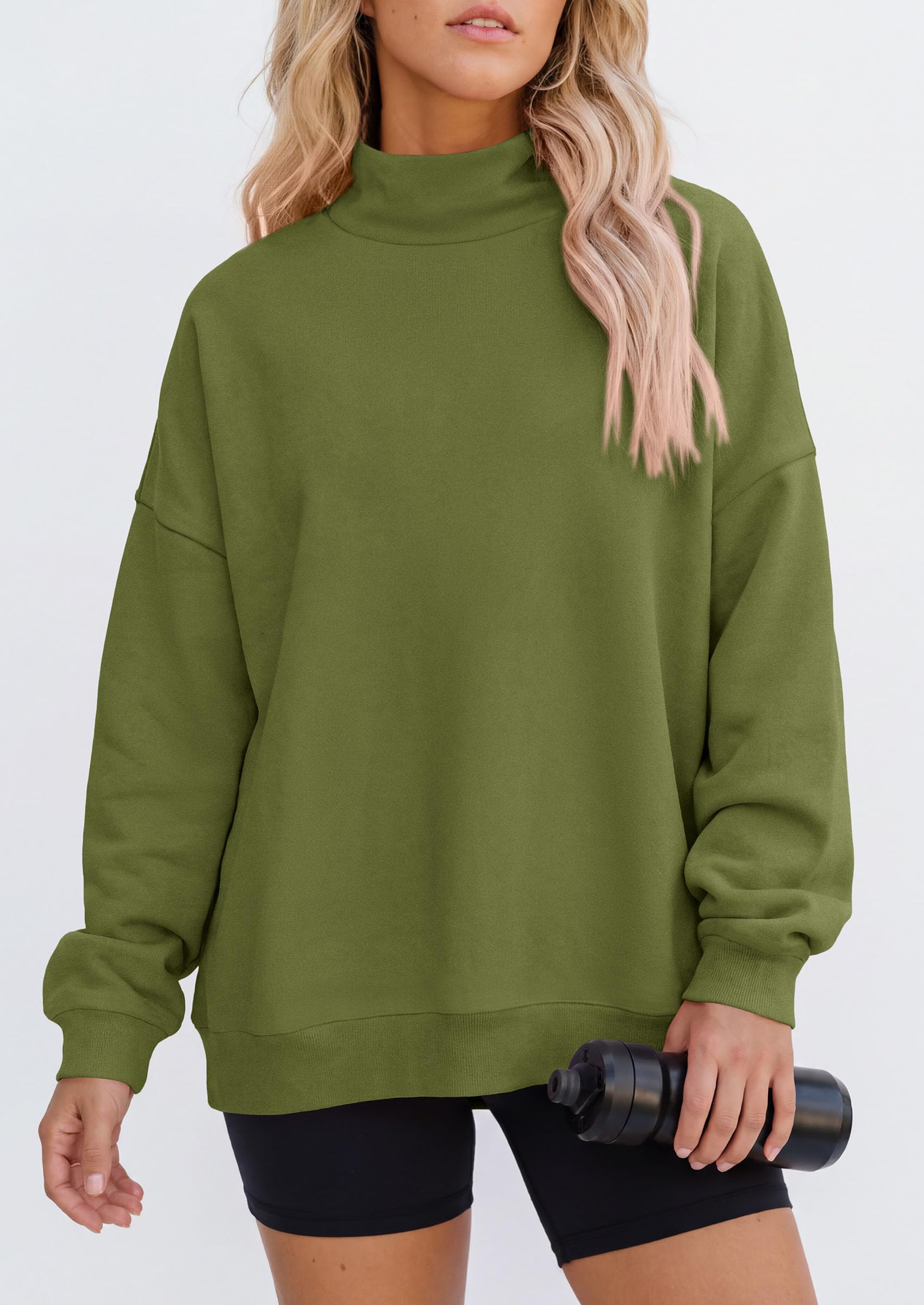 Womens Mock Neck Sweatshirt Oversized Pullover Fall Outfits