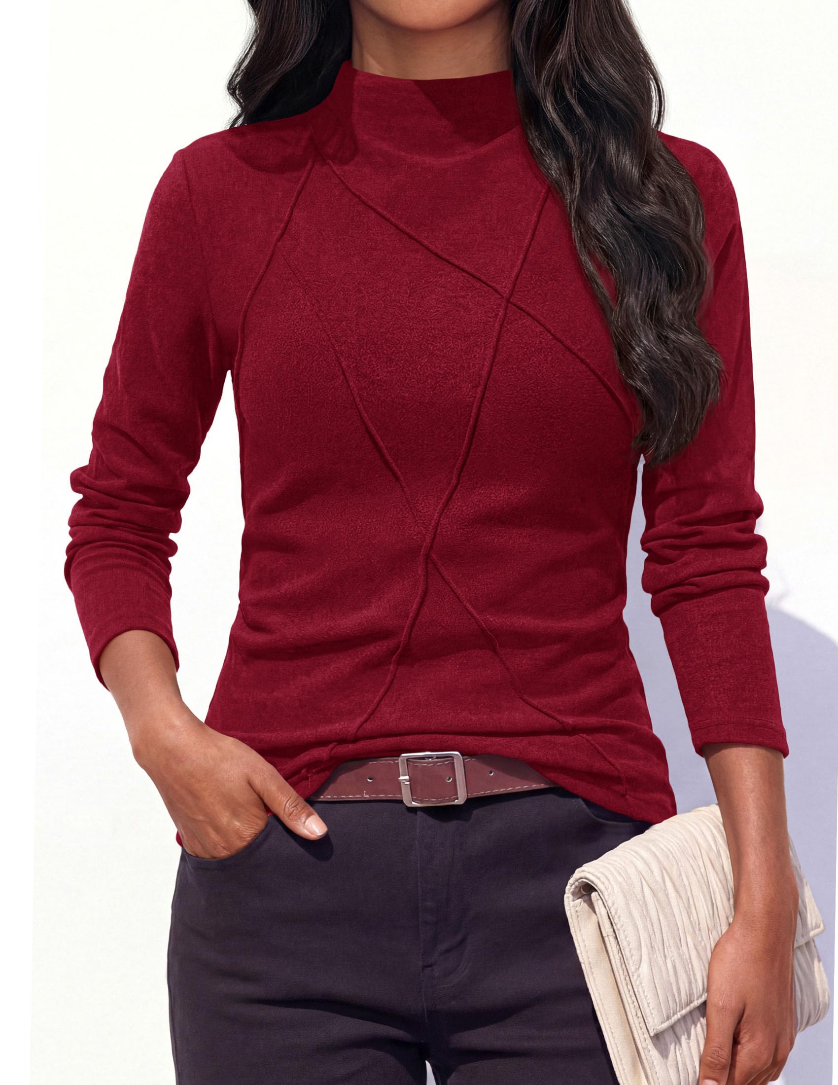 Women's Mock Neck Long Sleeve Shirts Underscrub Fall Tops