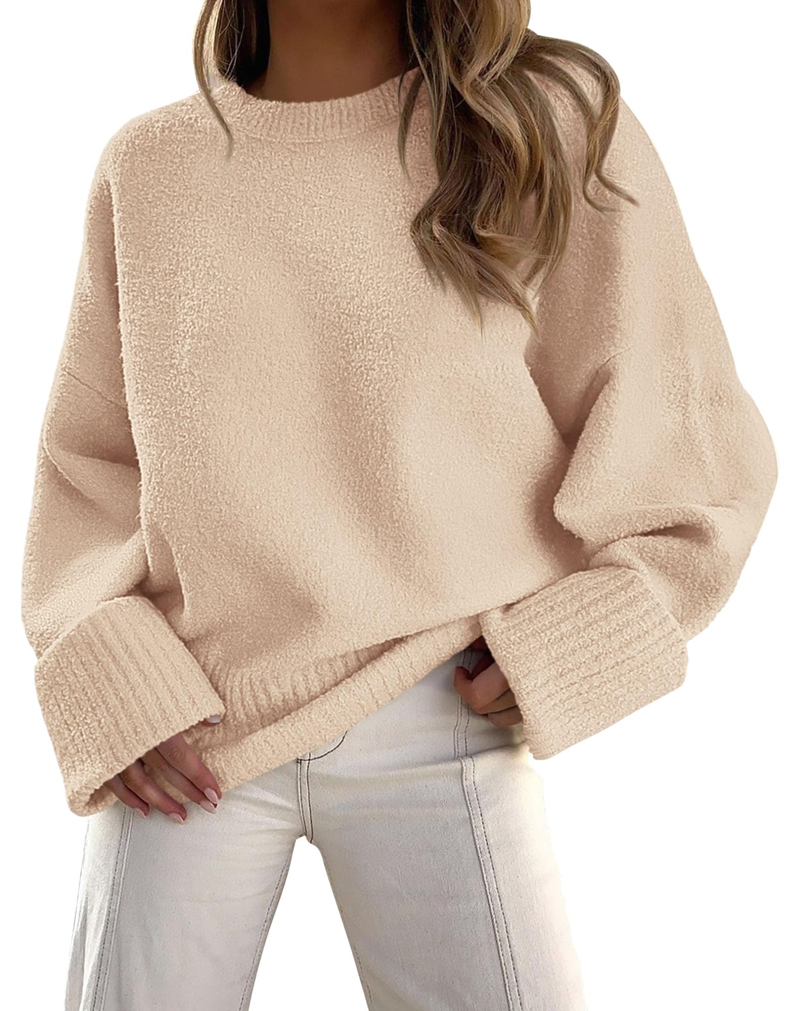 Women's Fall Fashion Cozy Oversized Sweaters(Apricot,XS)