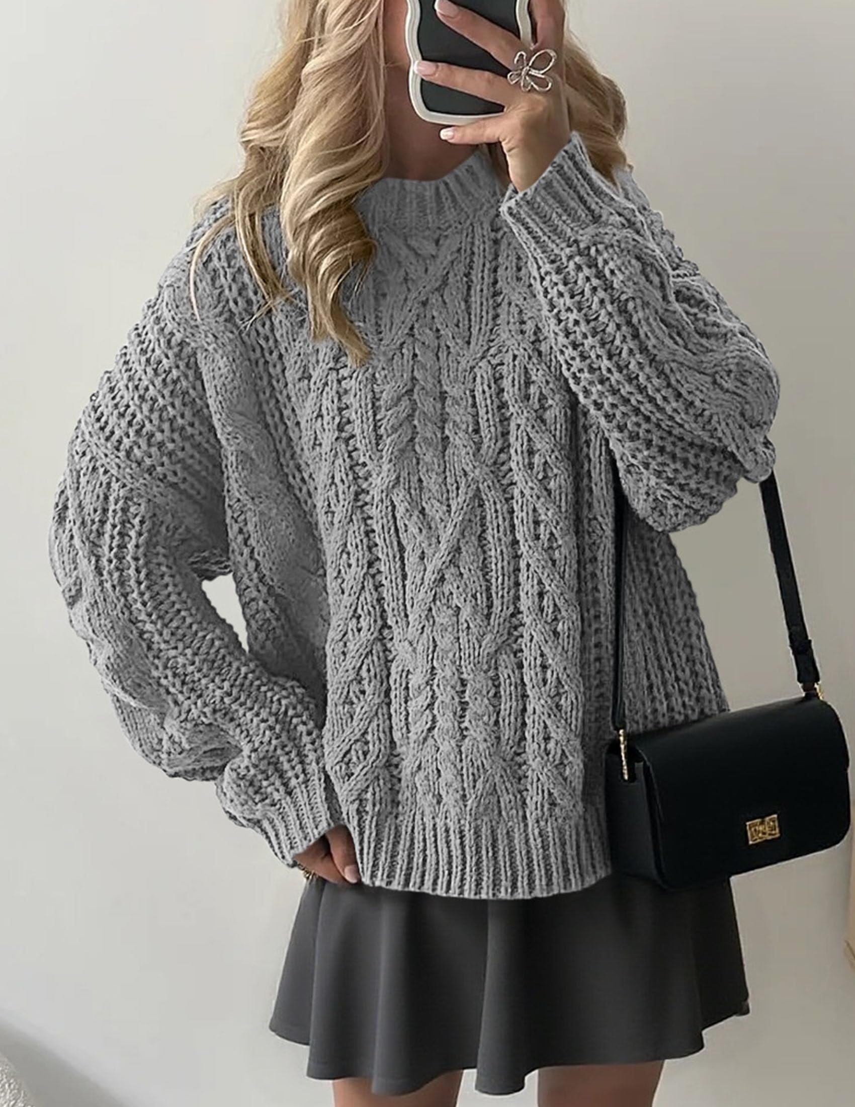 Womens Oversized Fall Sweaters Chunky Cable Knit Pullover Tops