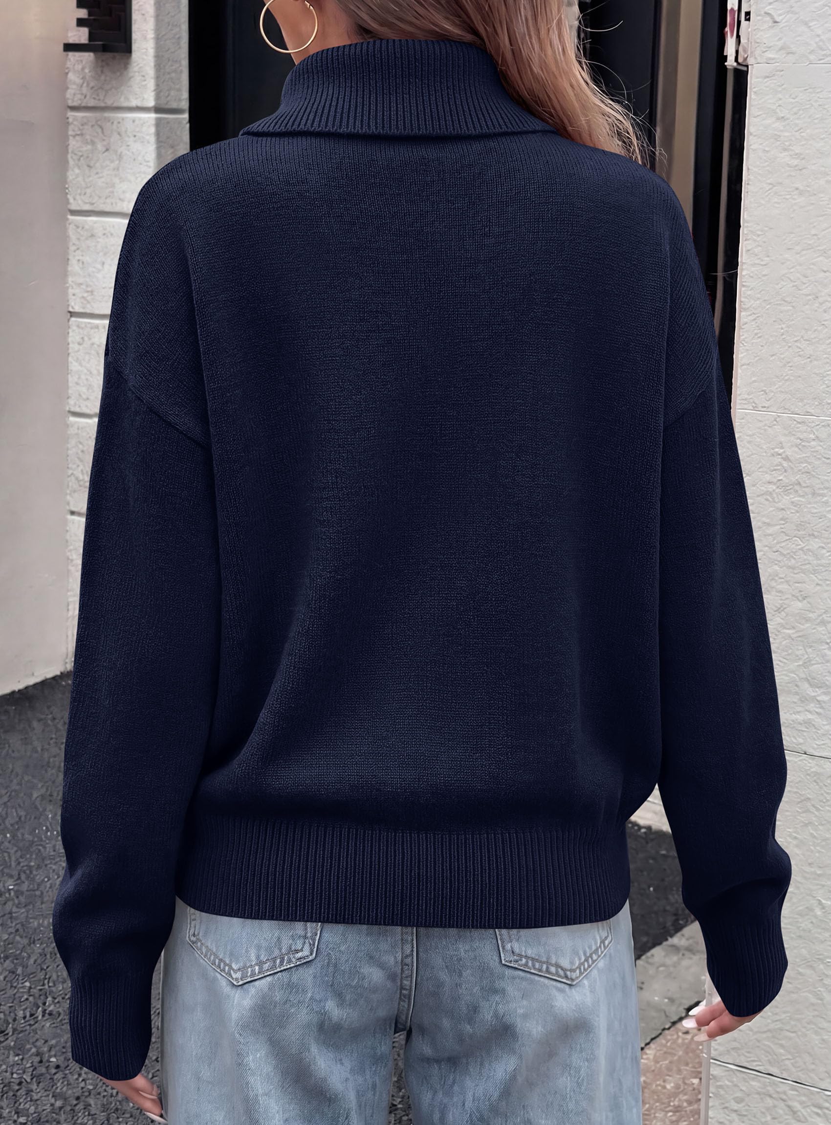 Womens Turtleneck Sweater Pullover Side Button Fall Clothes
