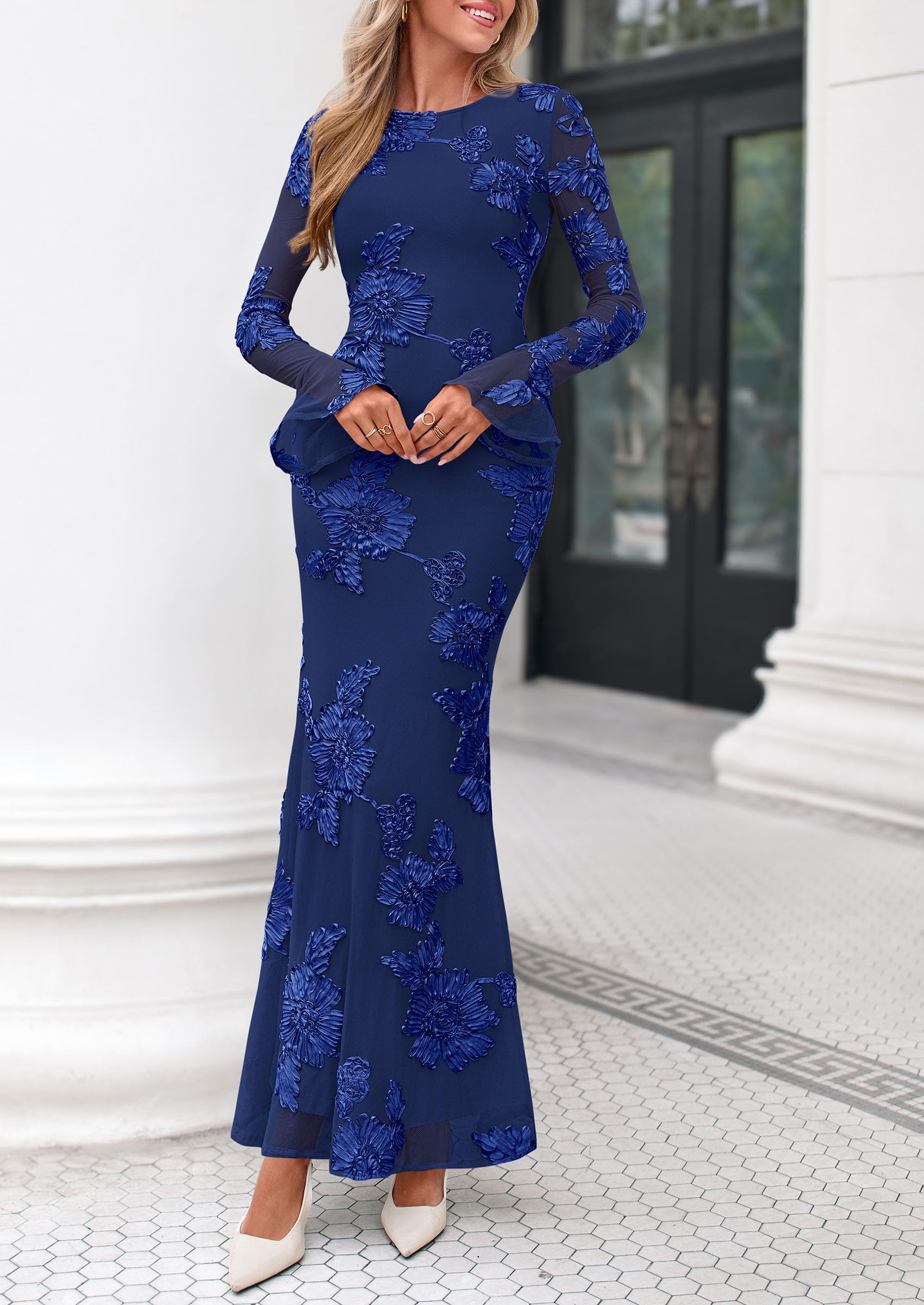 Women's Formal Floral Maxi Bodycon Wedding Guest Dresses 2026