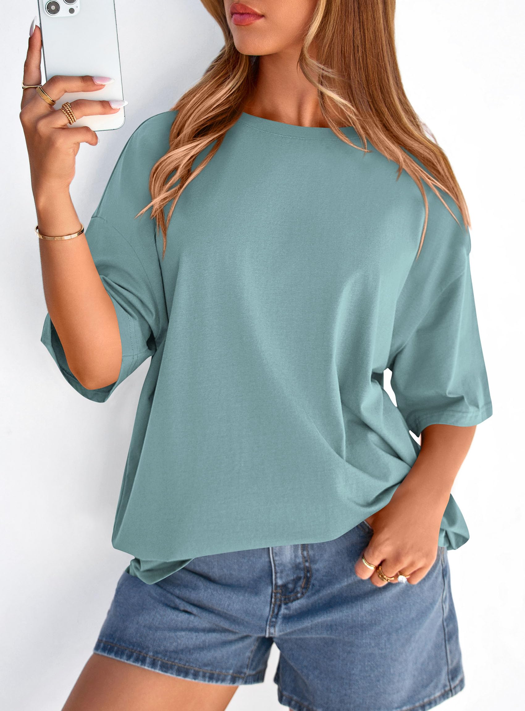 Women's Oversized Tshirts Going Out Tops (Sage Green,S)
