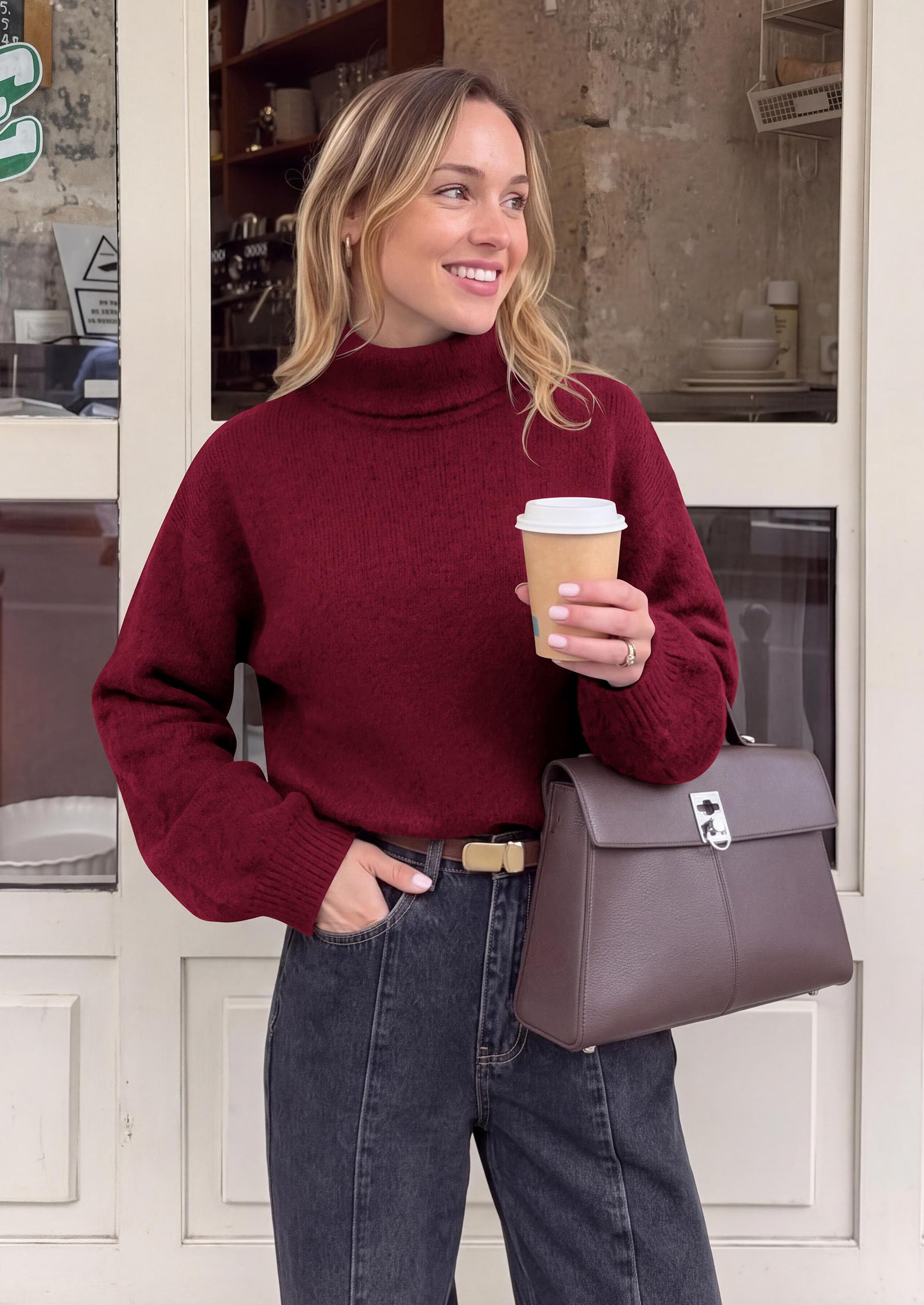 Women's Winter Turtleneck Sweaters Oversized Warm Pullover