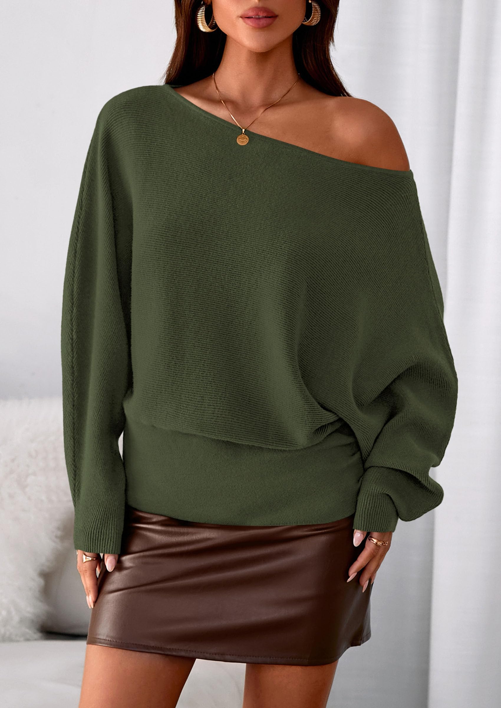Women's Off the Shoulder Sweater Trendy Fall Going Out Tops