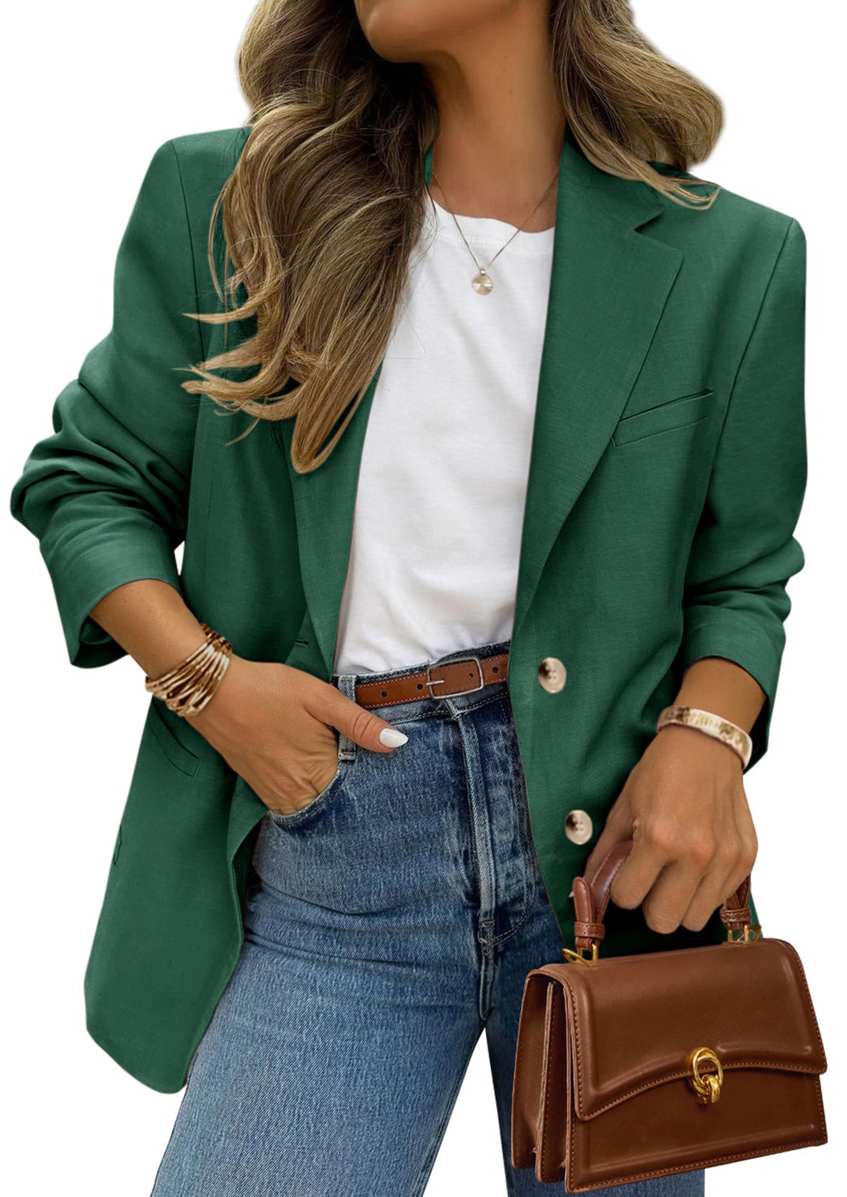 2026 Blazers for Women Business Casual,Dark Green,XS