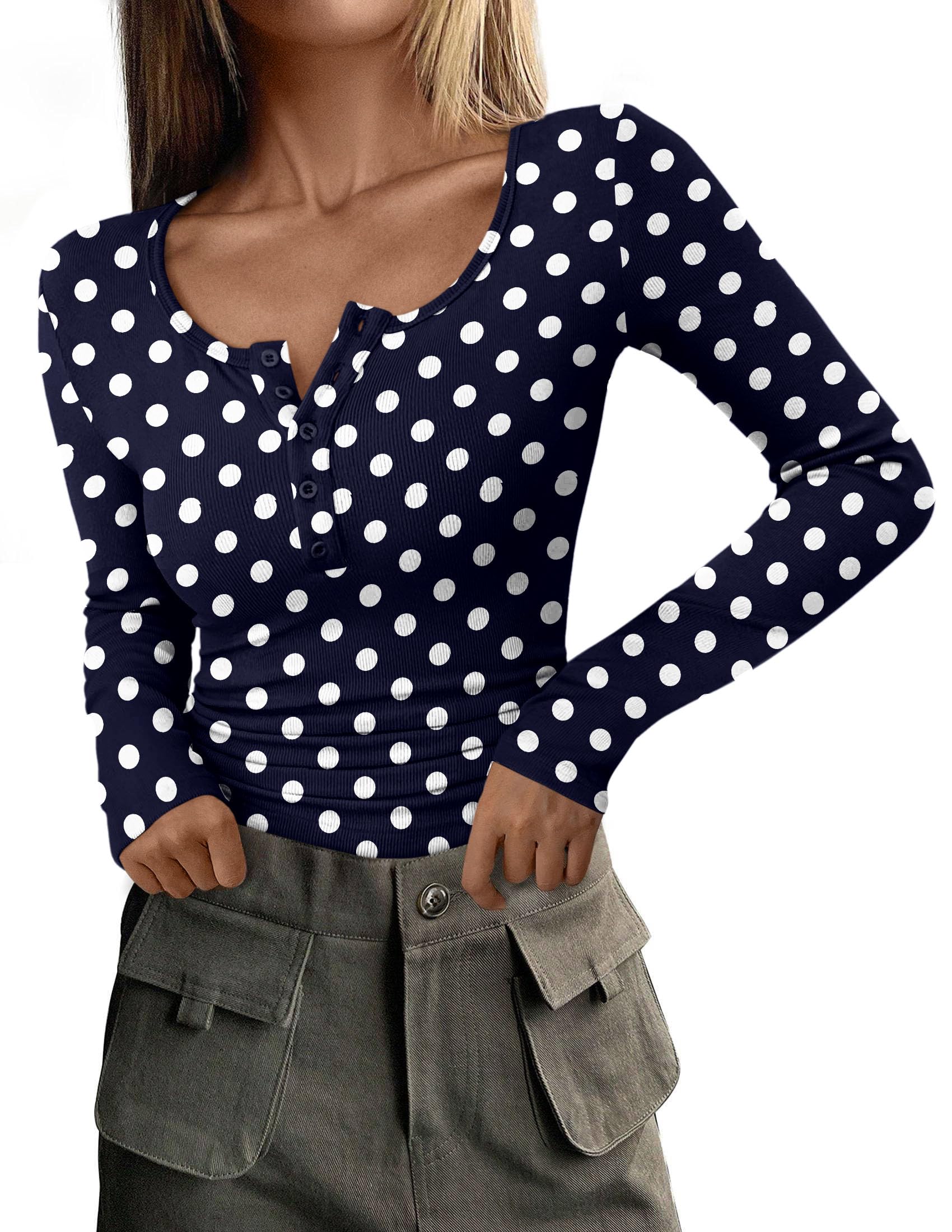 Women's Fall Long Sleeve Henley T Shirts
