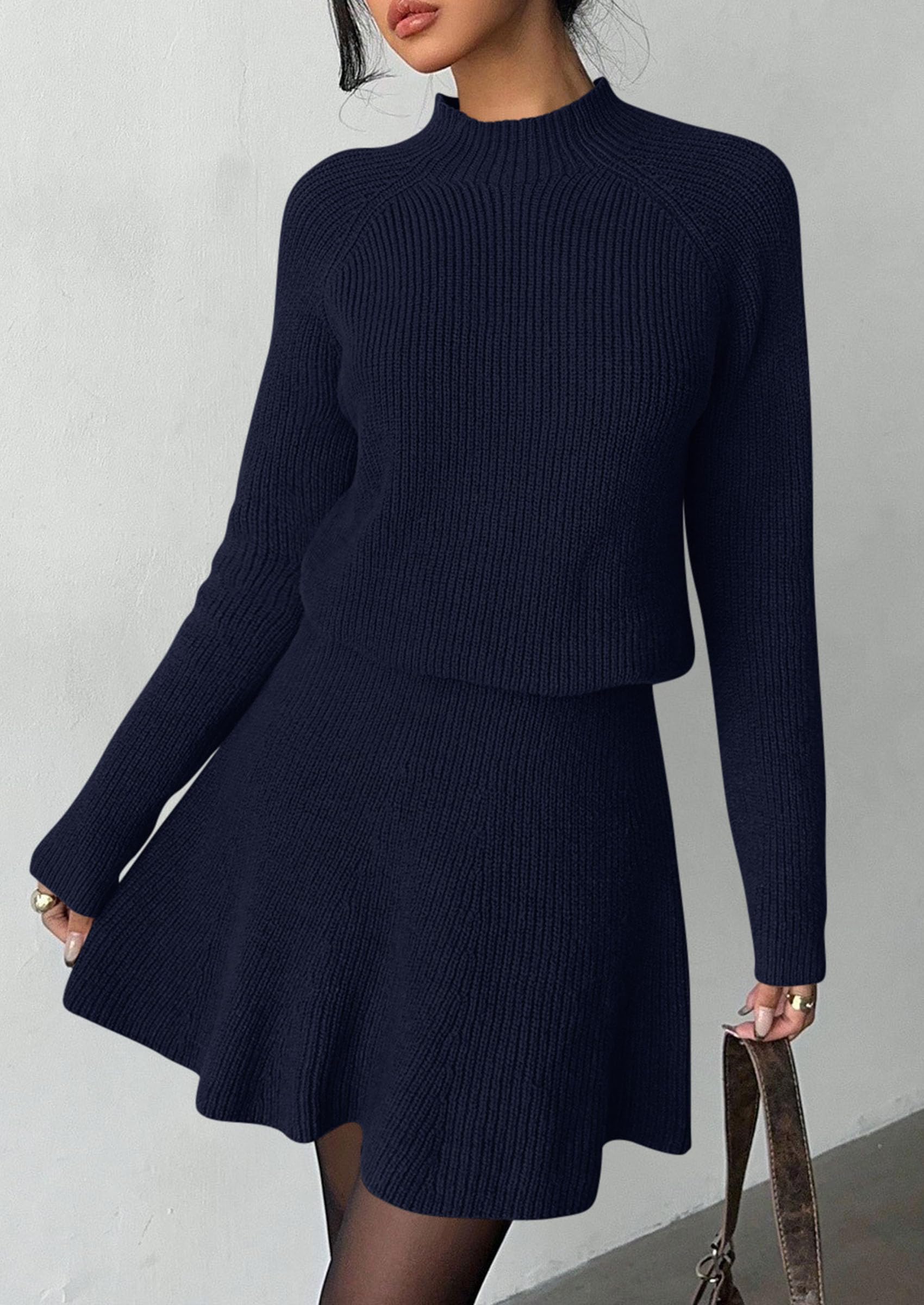 Women's Fall 2 Piece Outfits Matching Sweater Skirt Sets