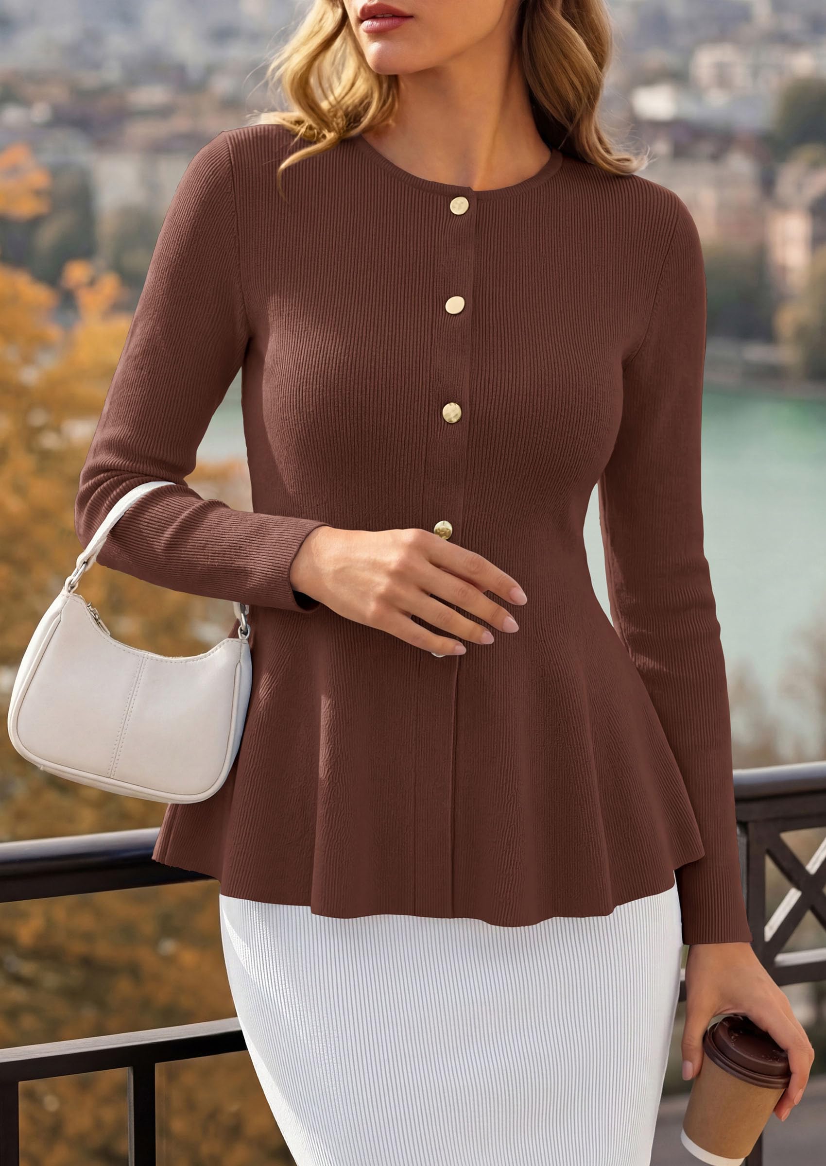 Women's Fall Lightweight Cardigan Sweaters, Brown,S