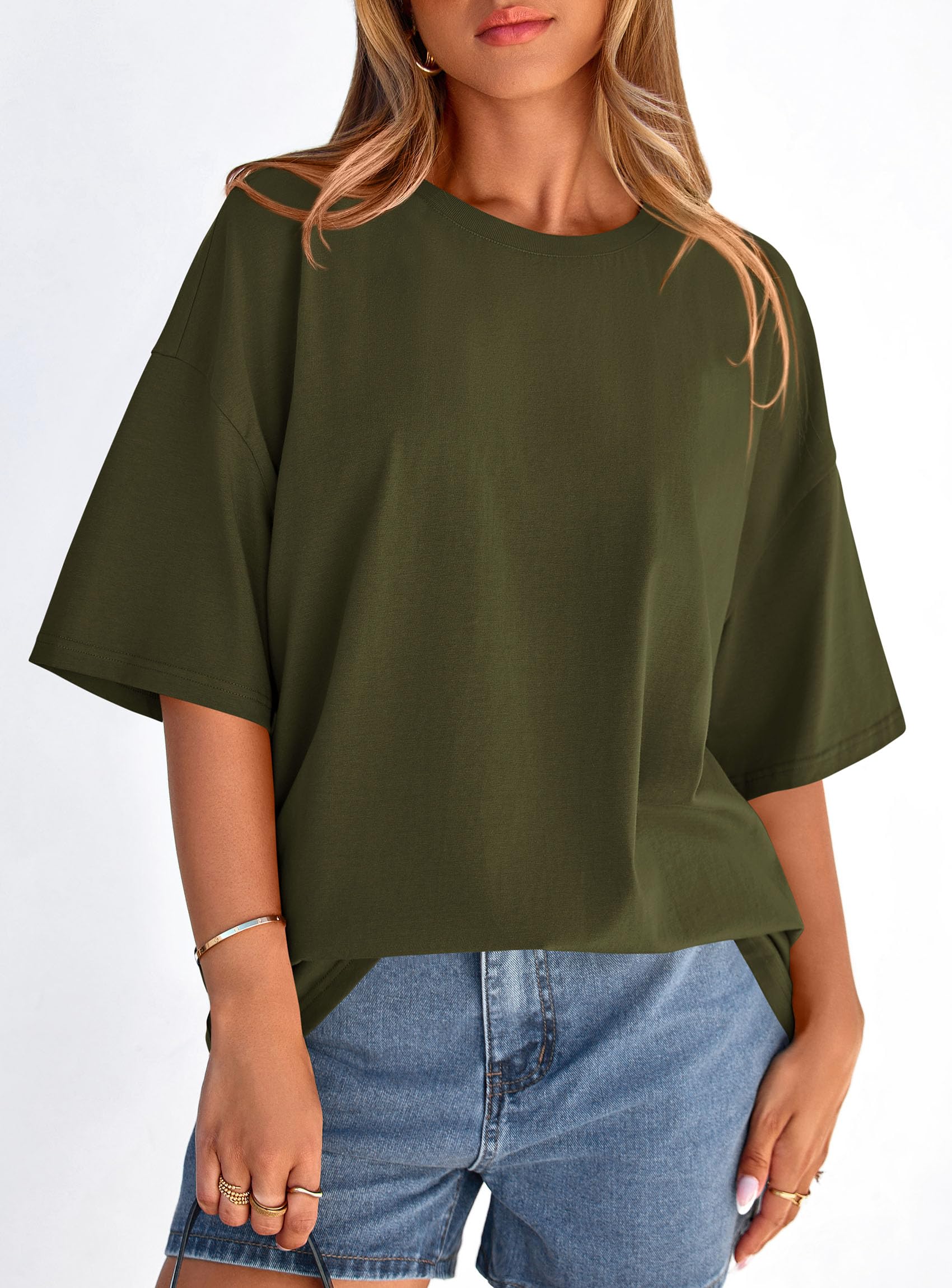 Women's Oversized Tshirts Going Out Tops (Army Green,S)