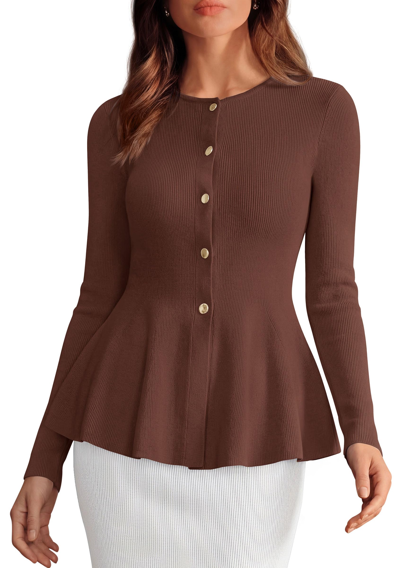 Women's Fall Lightweight Cardigan Sweaters, Brown,S