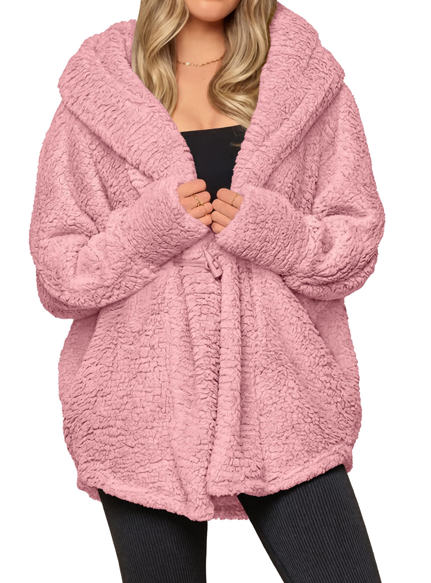 Women's Winter Warm Coats Hooded Faux Fur Sherpa Jacket