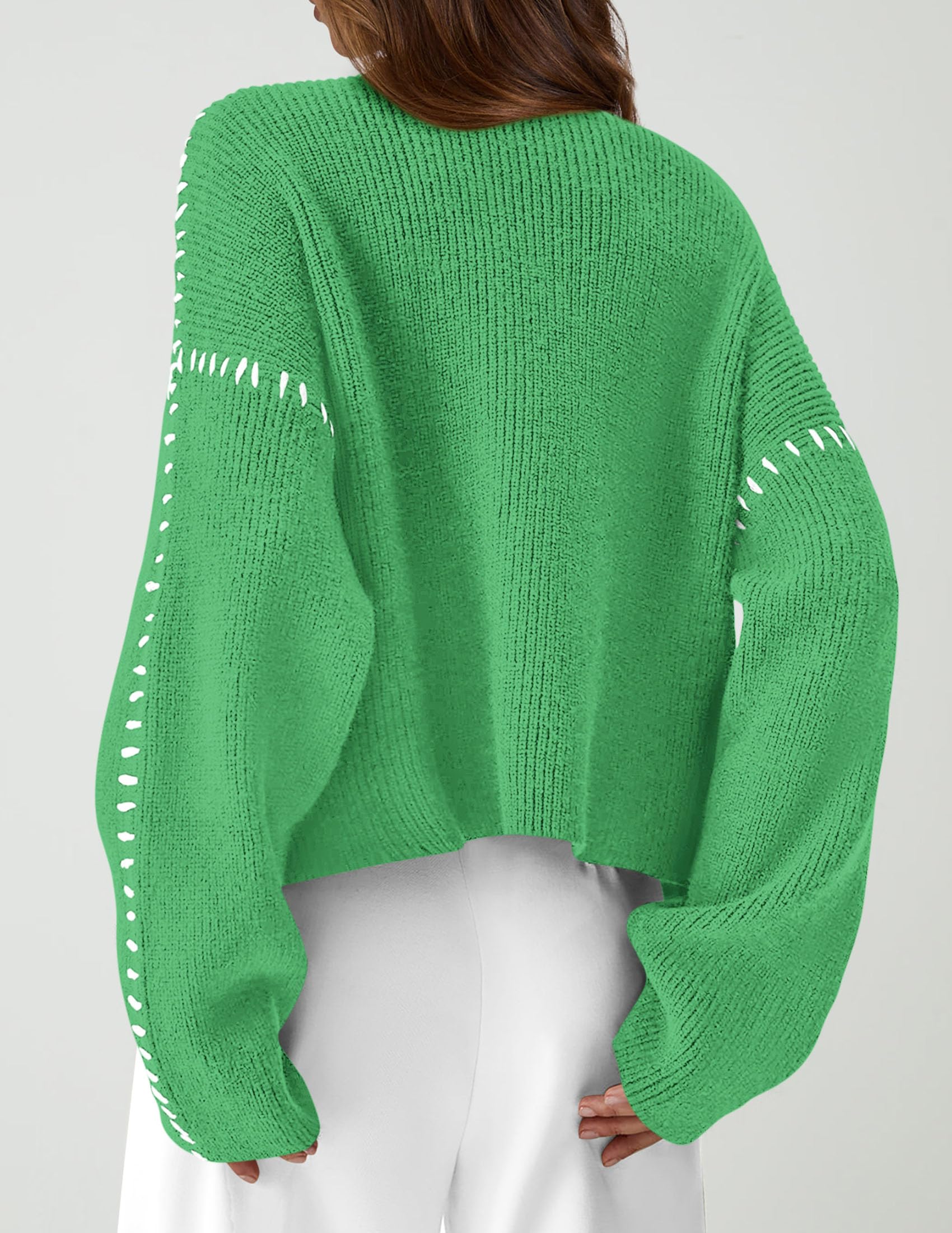 Womens Chunky Knit Oversized Pullover Sweaters,Green,S