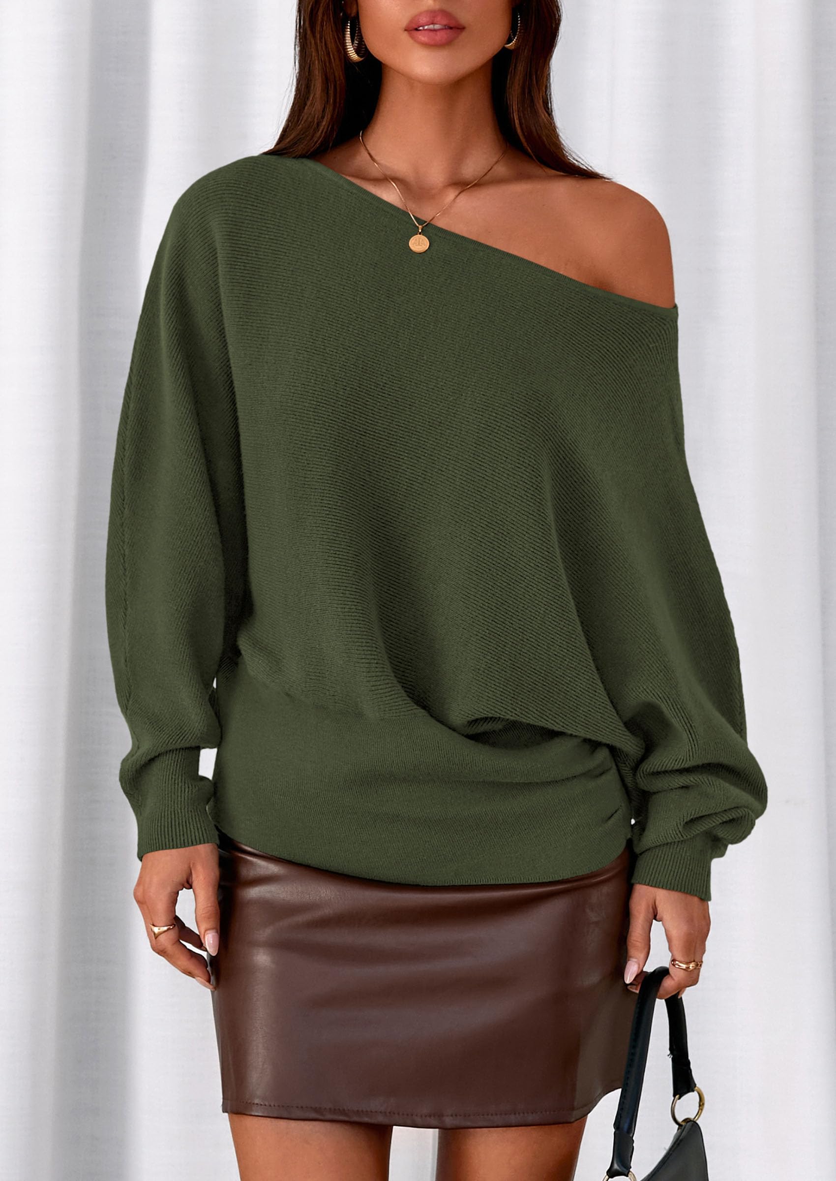 Women's Off the Shoulder Sweater Trendy Fall Going Out Tops