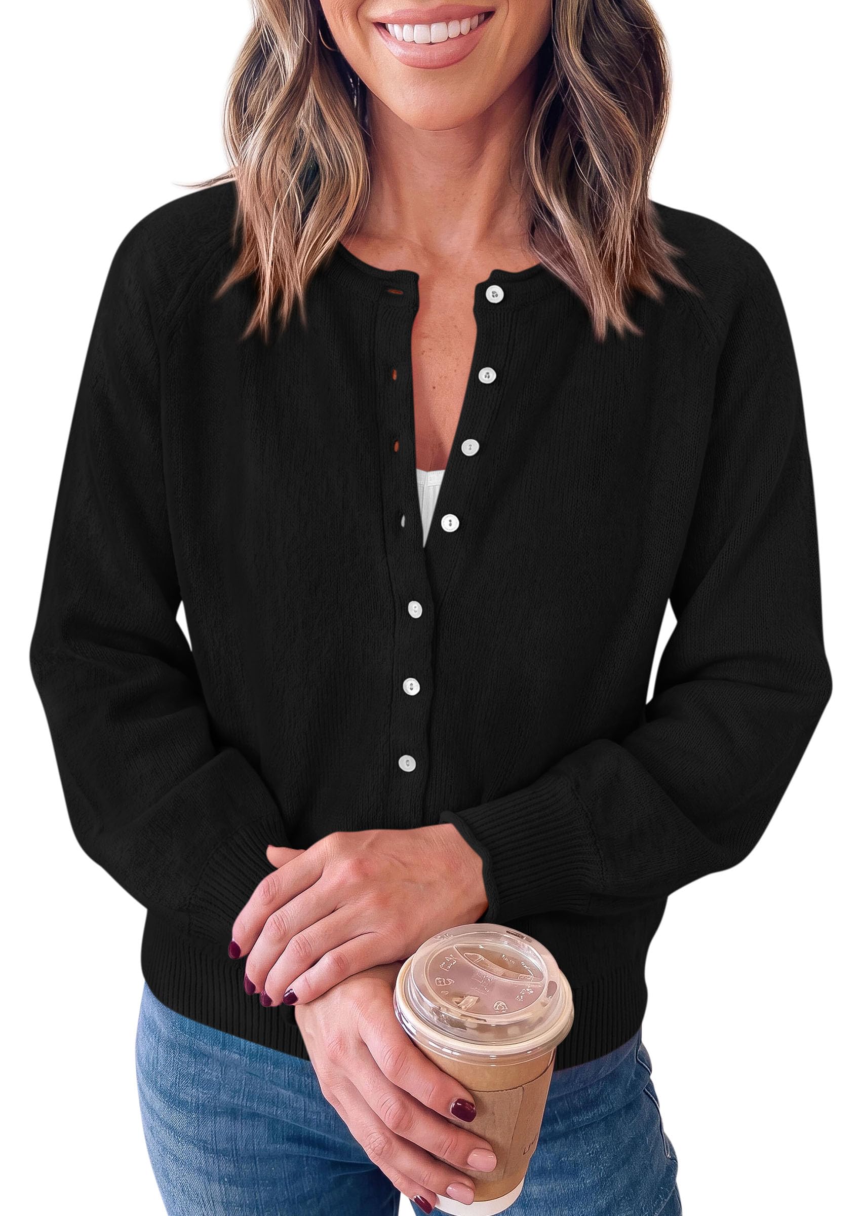 Women's Knit Button Up Cardigan Fall Lightweight Cozy Sweaters