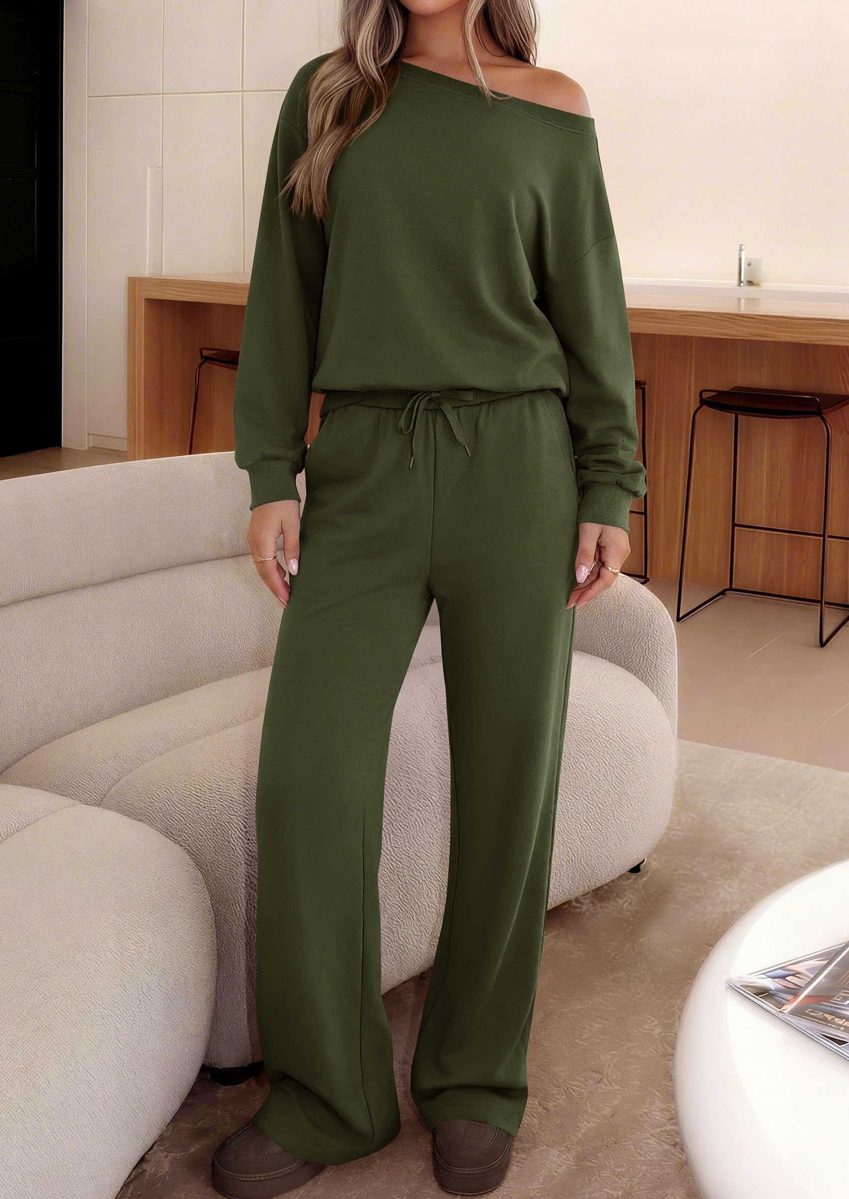 2 Piece Sets for Women Off the Shoulder Matching Lounge Set
