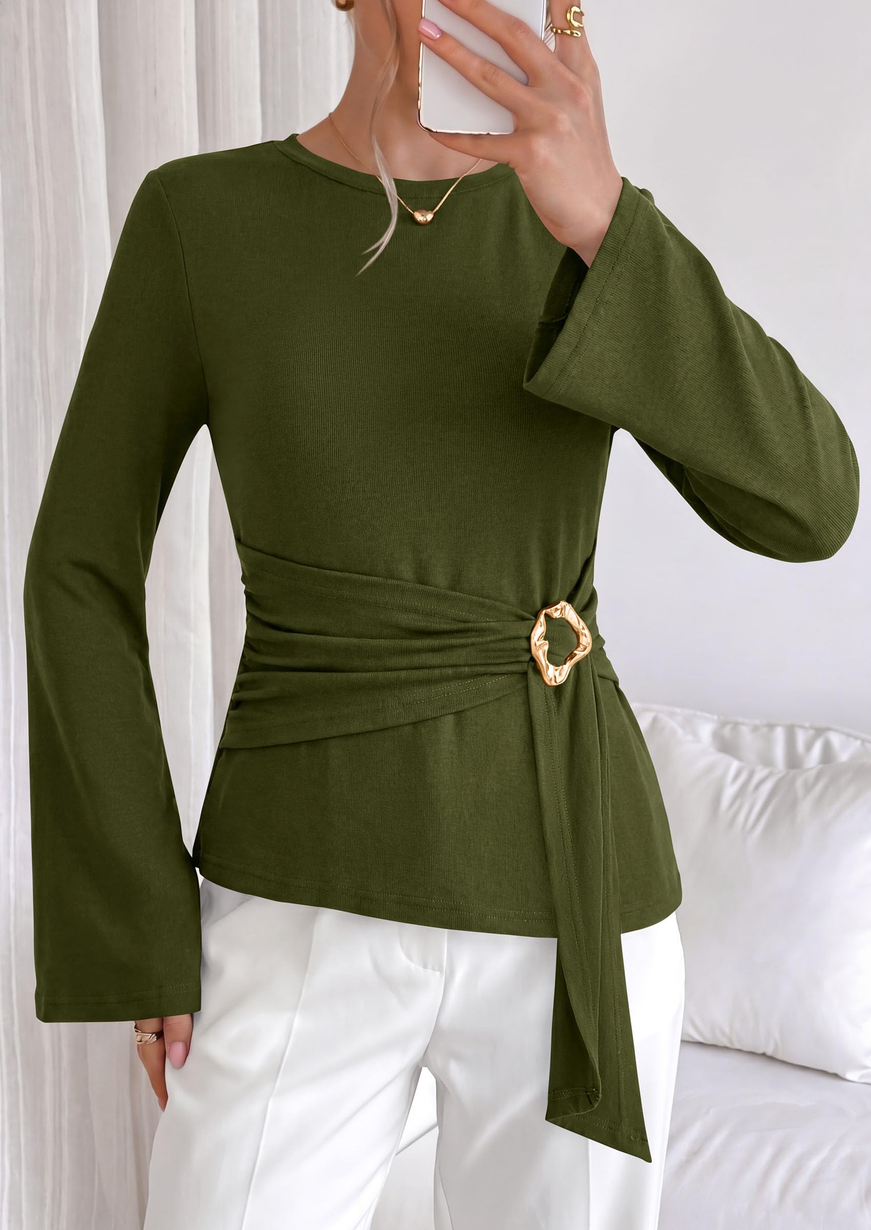 Asymmetrical Tops for Women Fall Business Casual Peplum Top