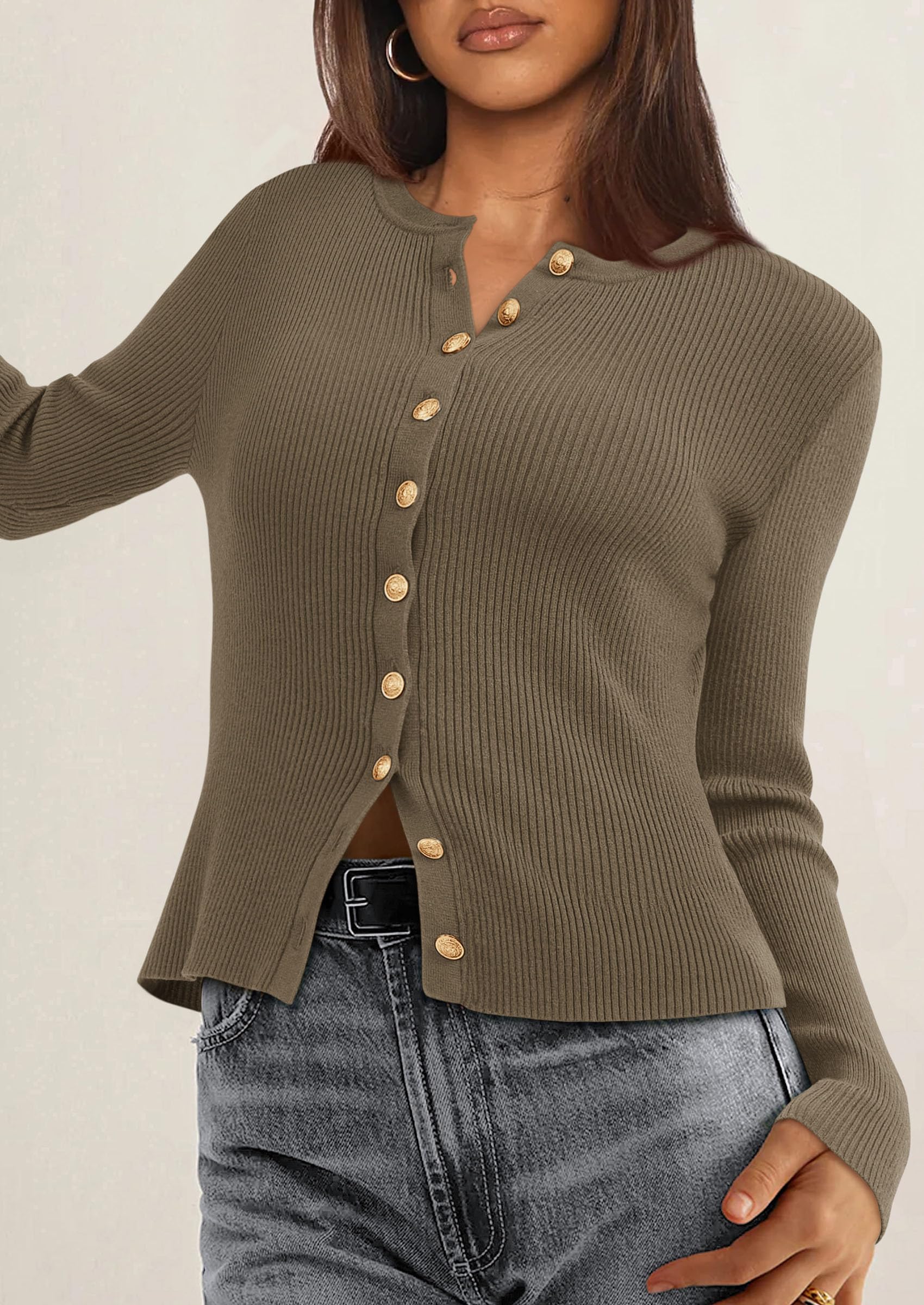 Women's Fall Lightweight Cardigan Sweaters,Sage Green,S