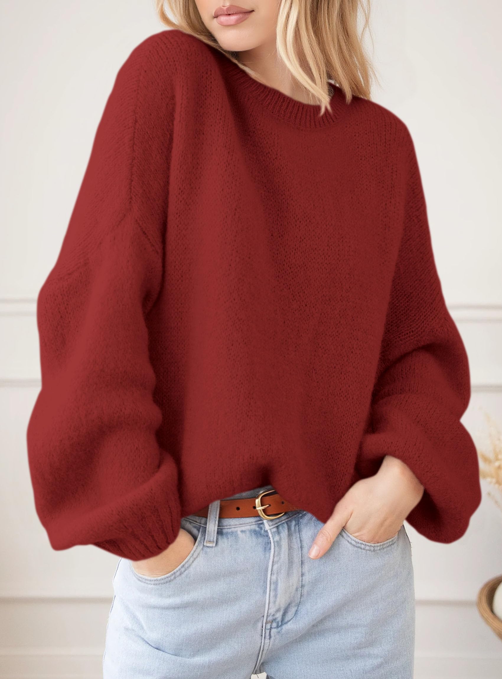 Women's Fall Oversized Holiday Sweaters (Red,S)