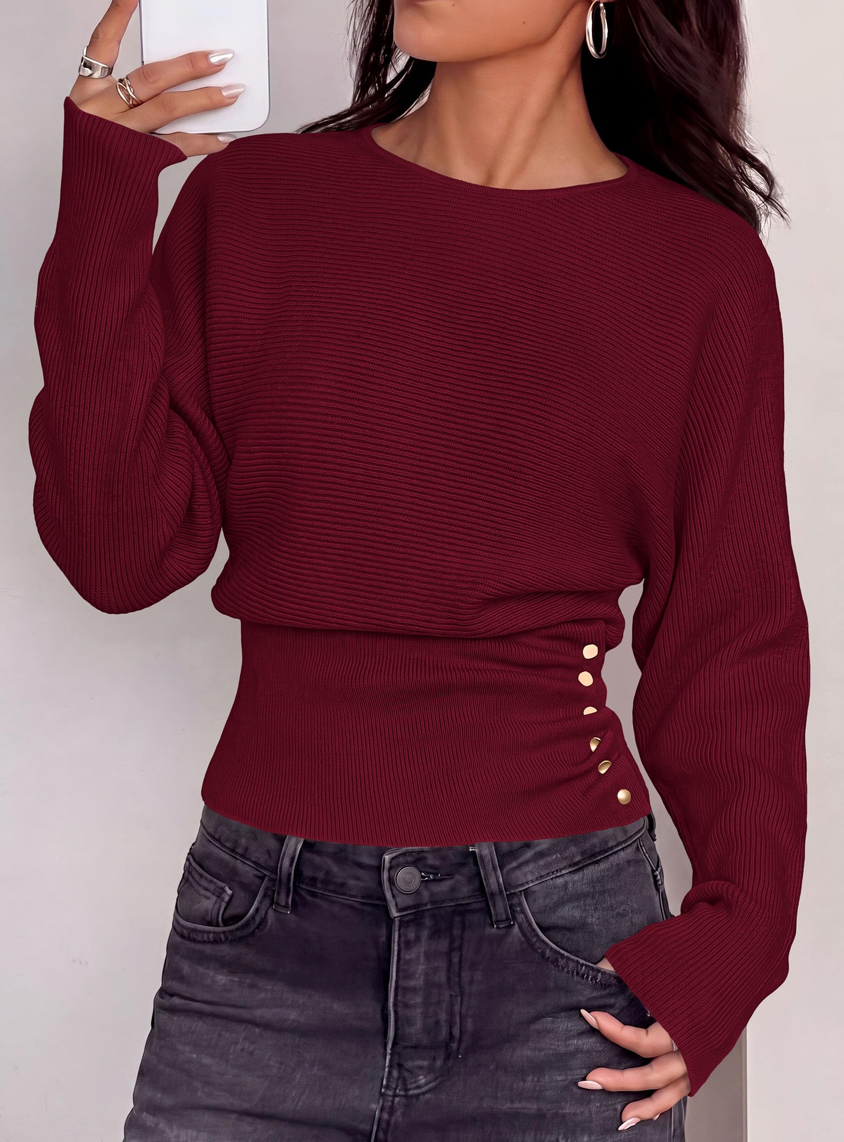 Batwing Sleeve Sweaters For Women Pullover Fall Clothes