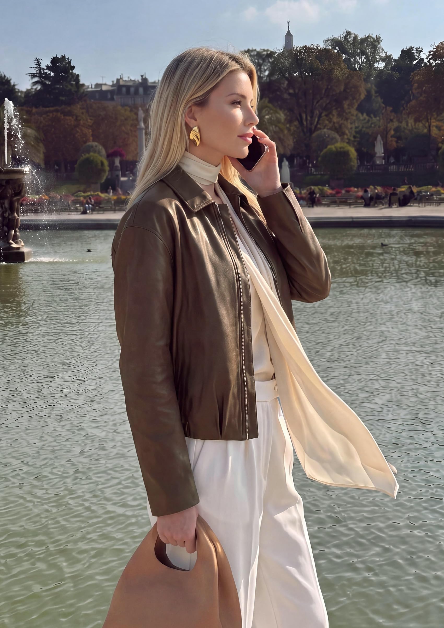 Womens Faux Leather Motorcycle Jackets Fall Cropped Coats