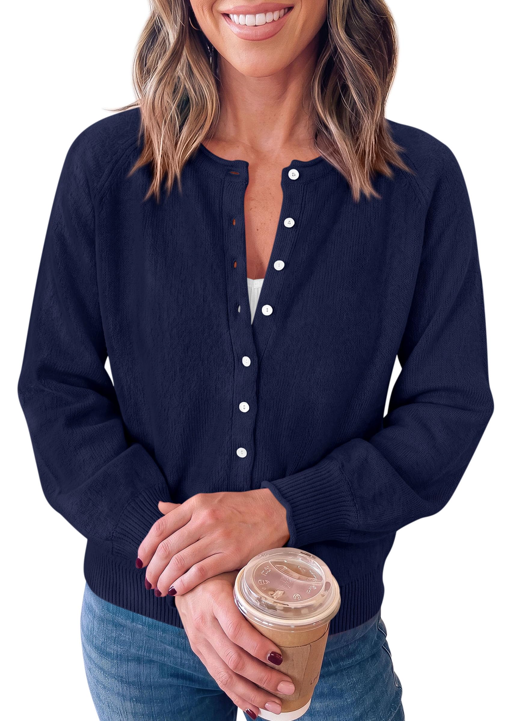 Women's Knit Button Up Cardigan Fall Lightweight Cozy Sweaters