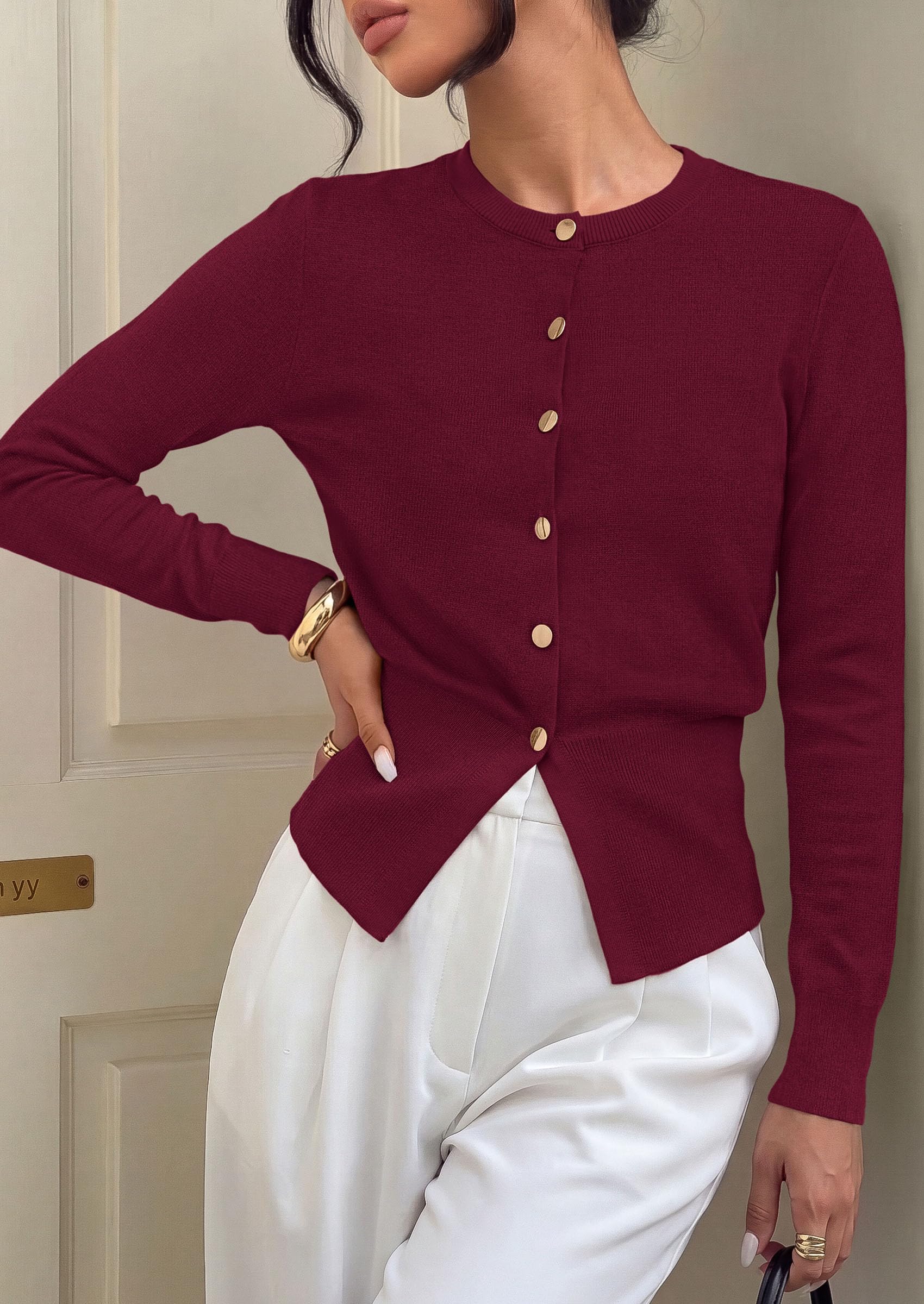 Womens Fall Fashion Knit Cardigan Sweaters Cinched Waist Tops