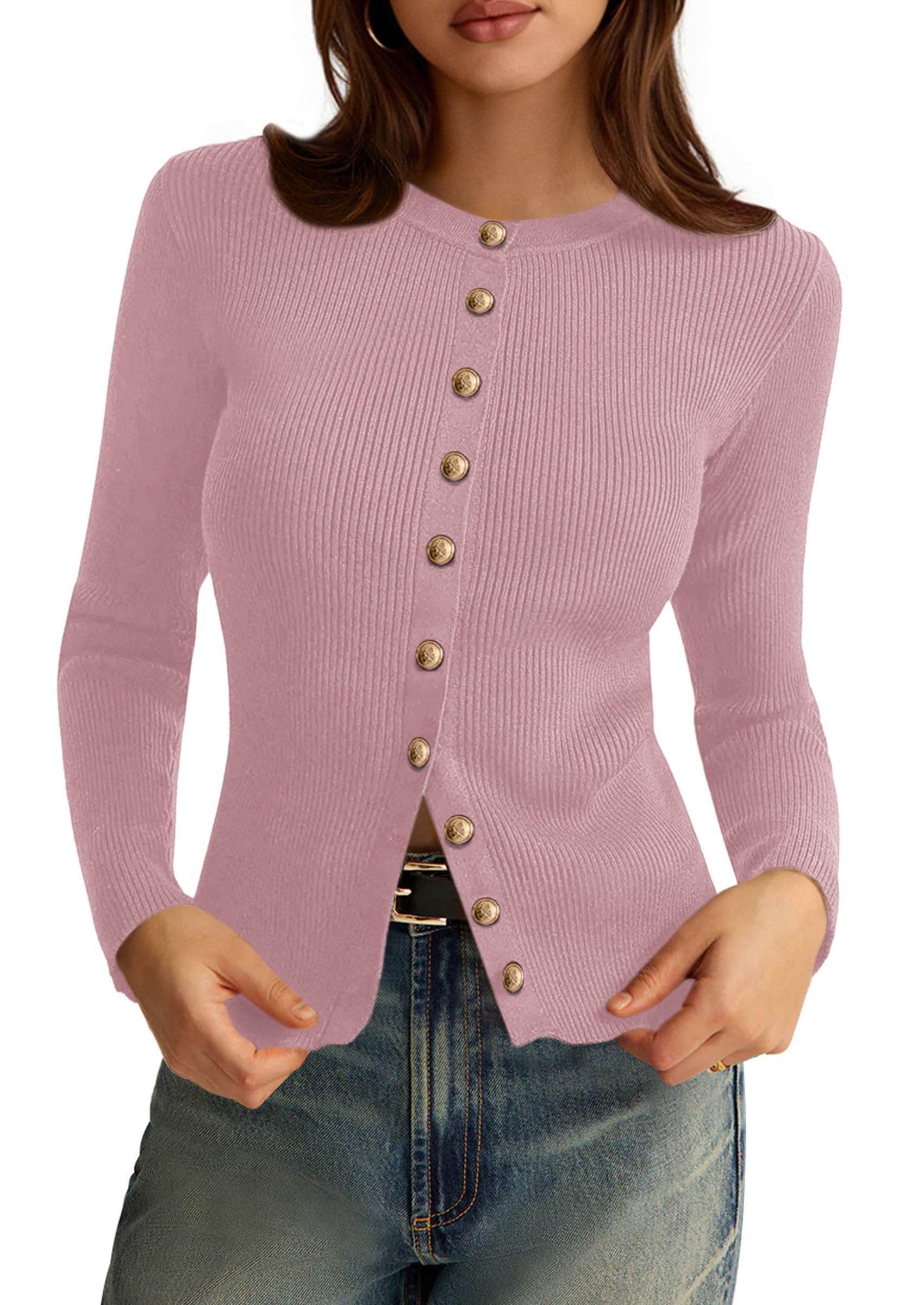 Women's Fall Lightweight Cardigan Sweaters,Pink,S