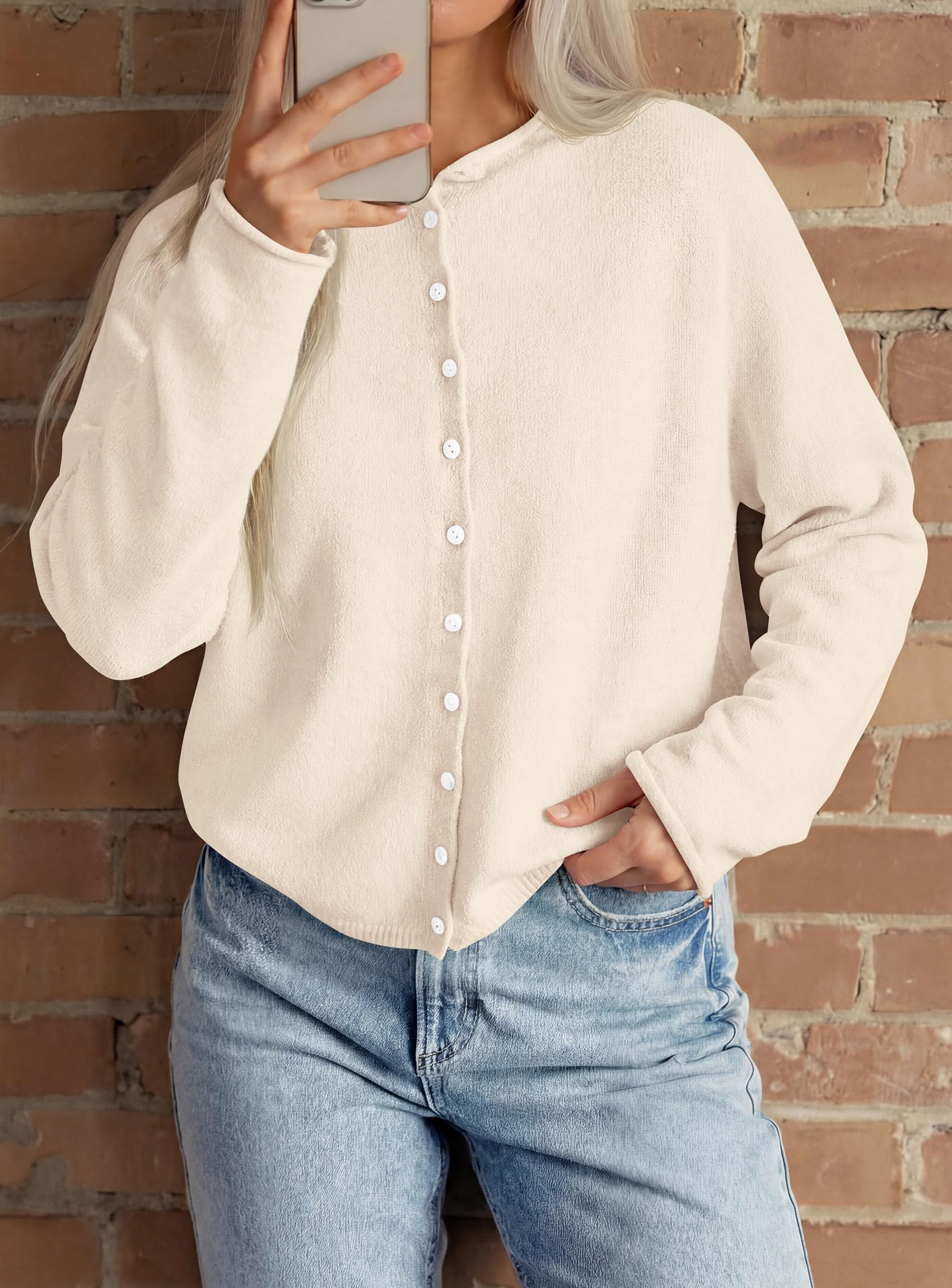 Button Up Cardigan for Women Knit Oversized Fall Sweaters