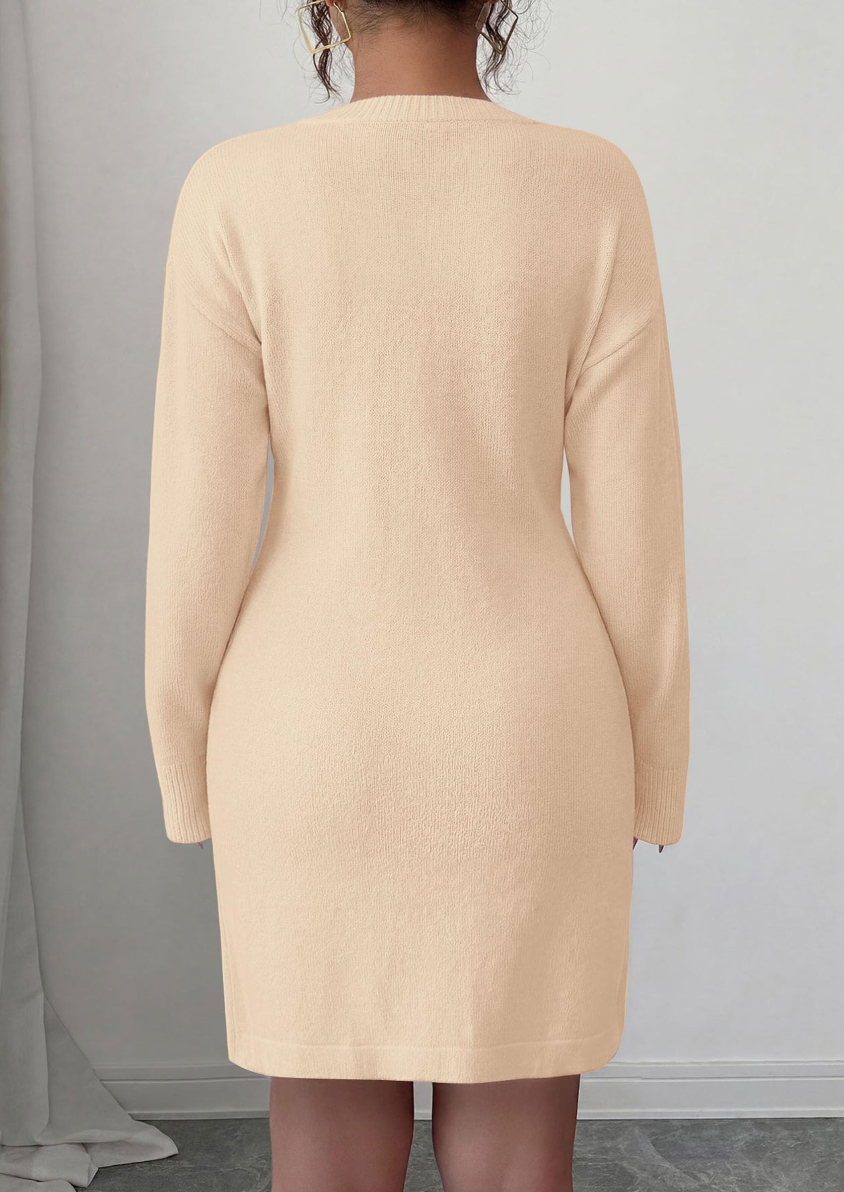 Women's Embroidered Long Sleeve Bodycon Mini Sweater Dress