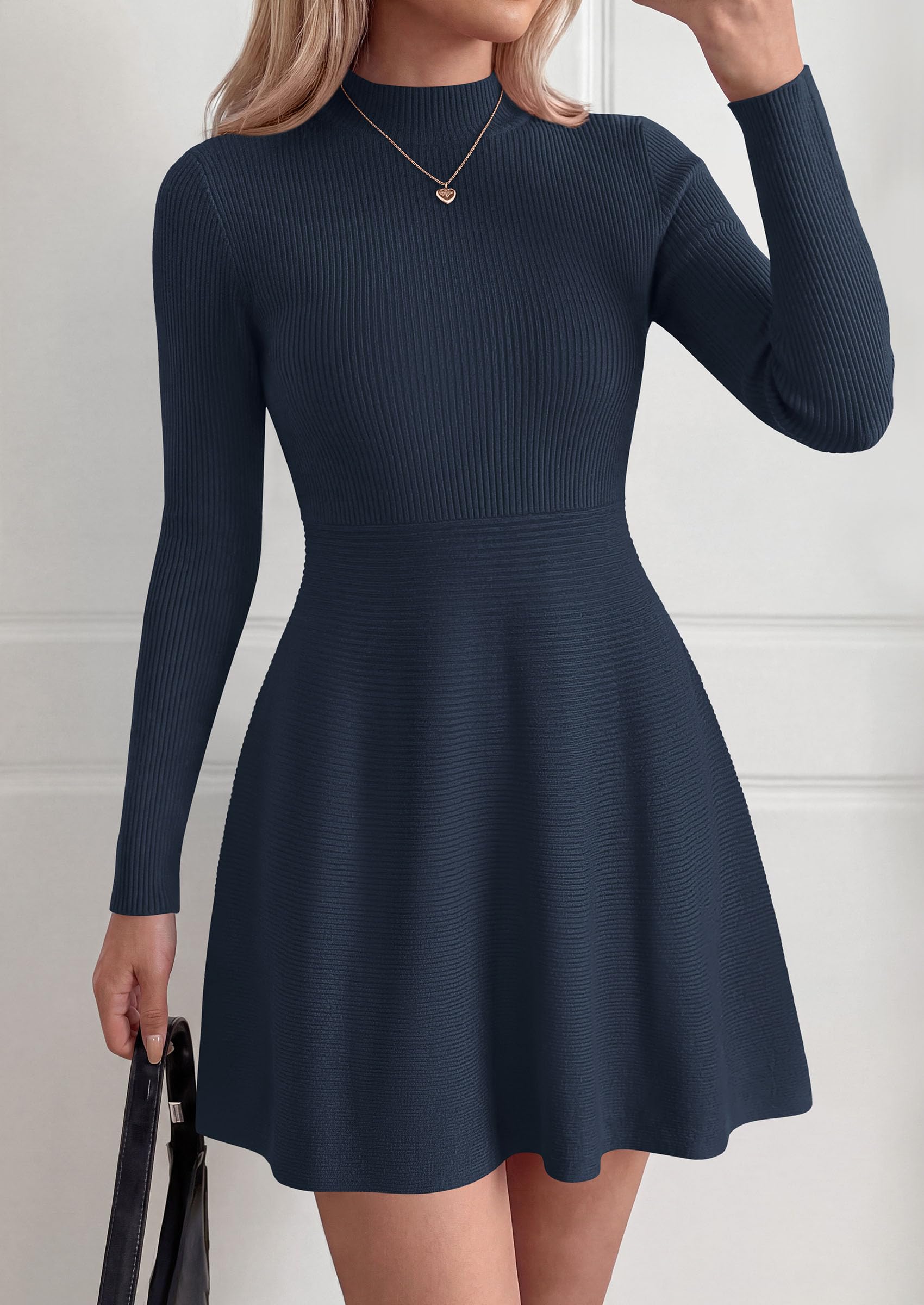 Women's Knit A Line Short Sweater Dress for Fall Wedding Guest