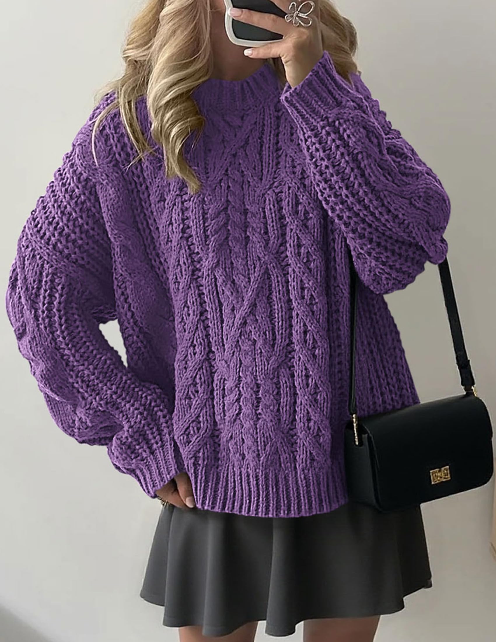 Womens Oversized Fall Sweaters Chunky Cable Knit Pullover Tops