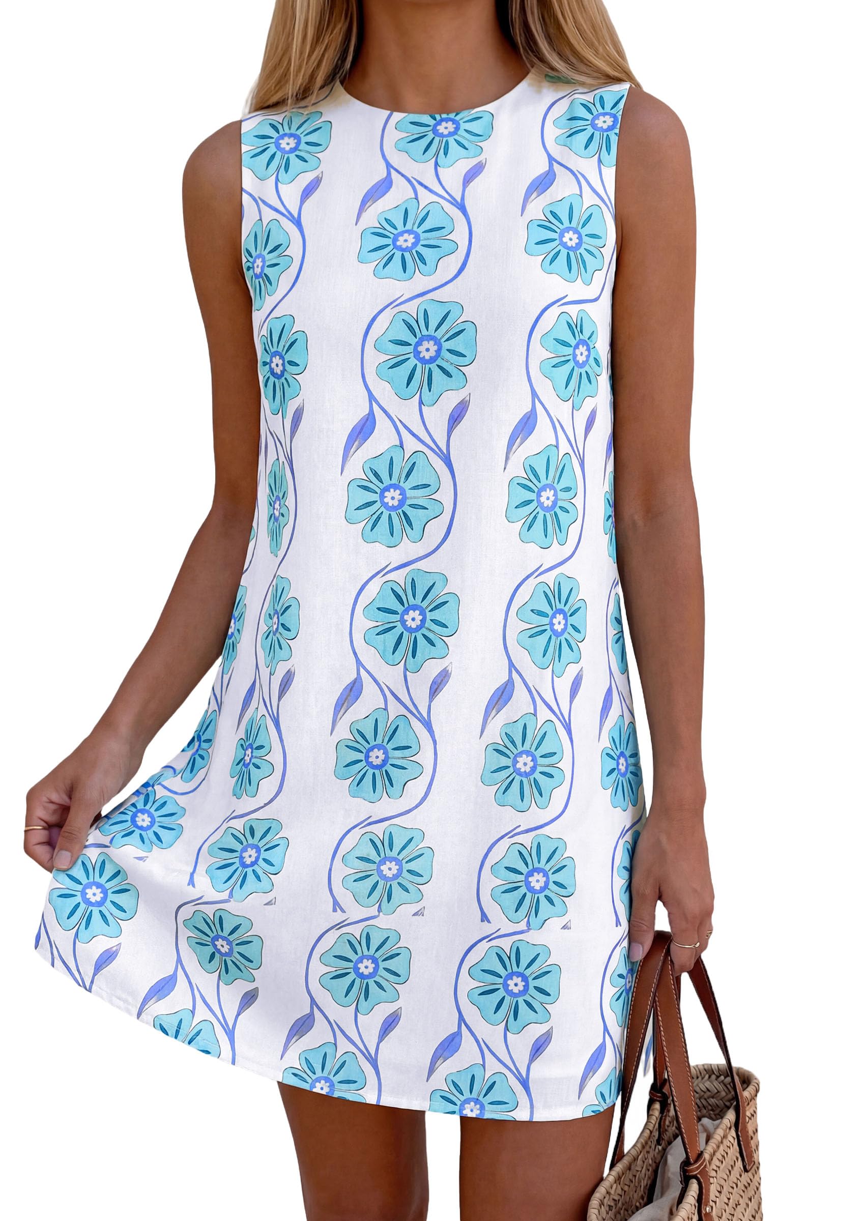 Women's Summer Floral Sundresses Sleeveless Mini Dress