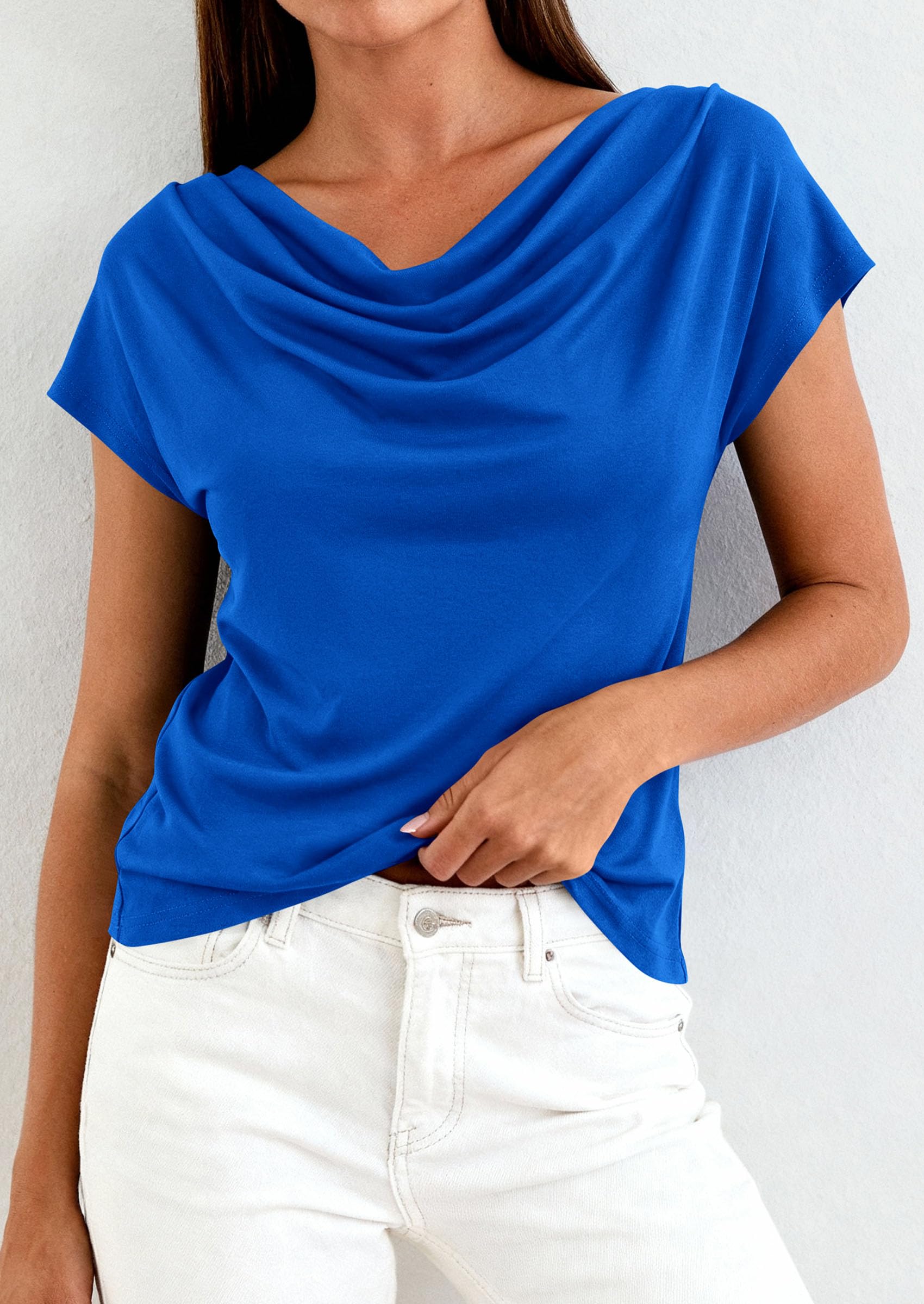 Womens Tops Dressy Business Casual Work Blouses, Blue,XS