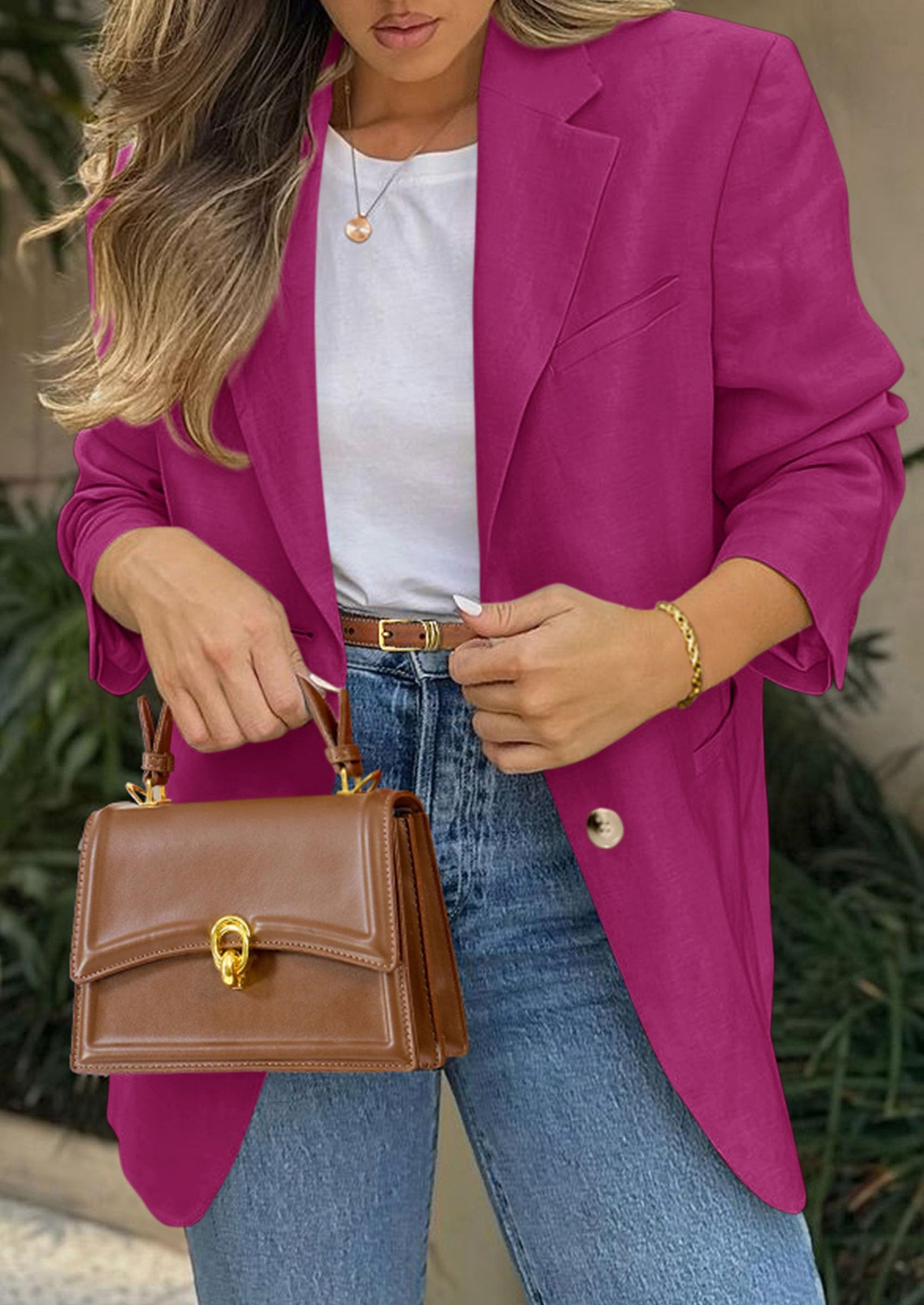 2026 Blazers for Women Business Casual,Rose Pink,XS