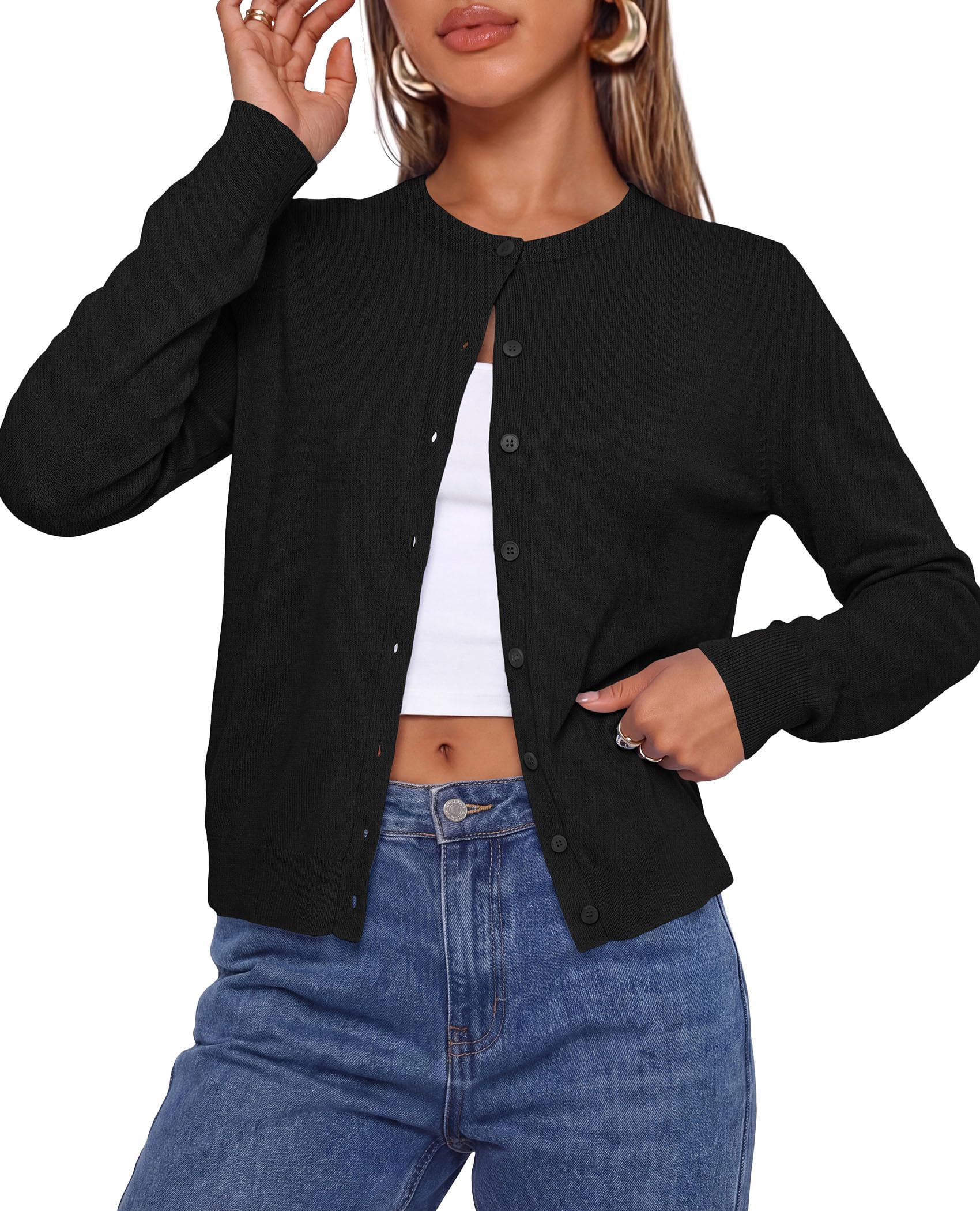 Lightweight Cardigans for Women Knit Button Up Fall Sweaters