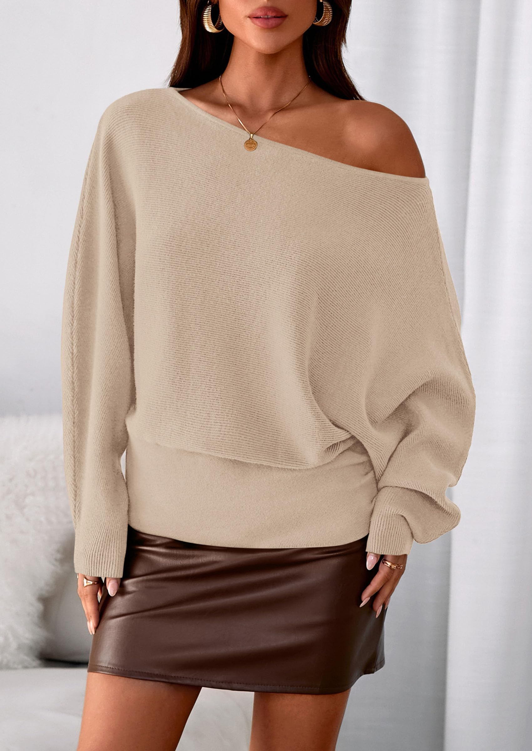 Women's Off the Shoulder Sweater Trendy Fall Going Out Tops