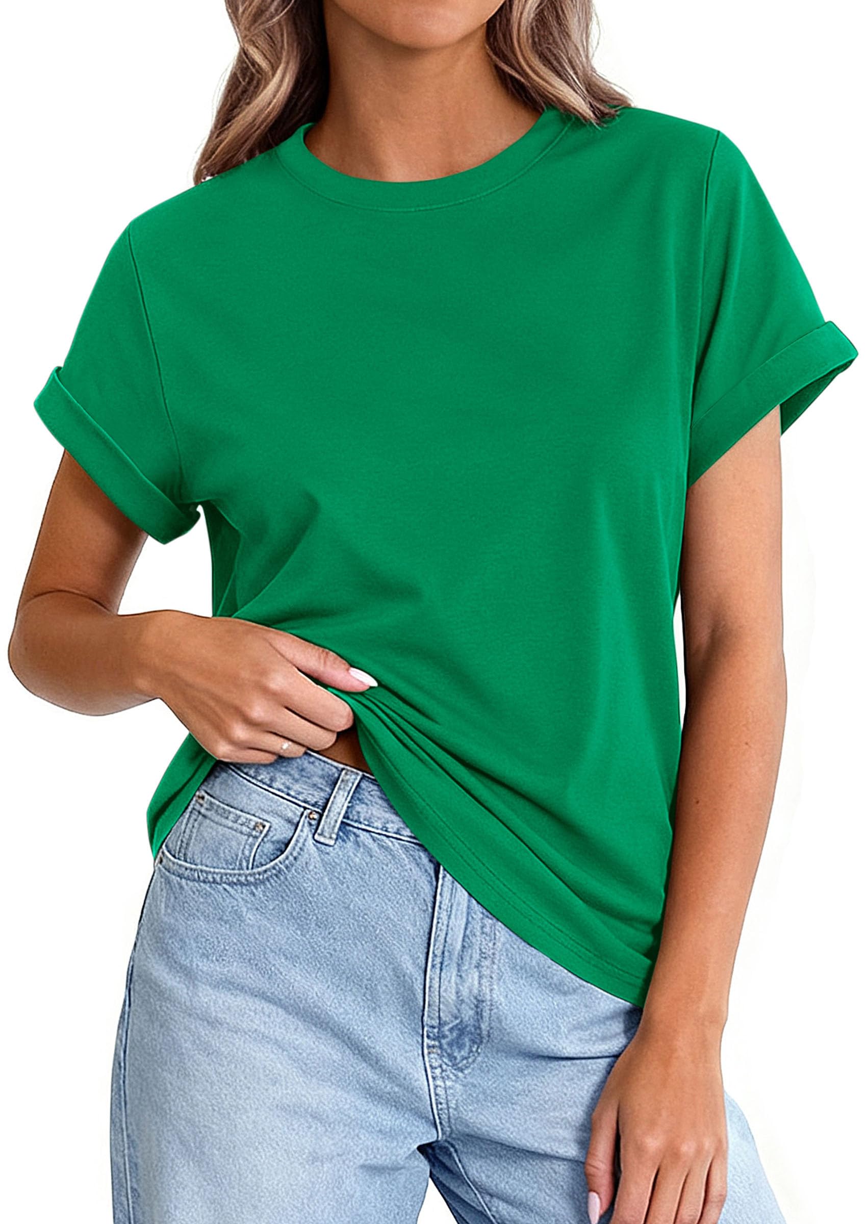 Womens Summer Tops Short Sleeve Shirts,Green,S