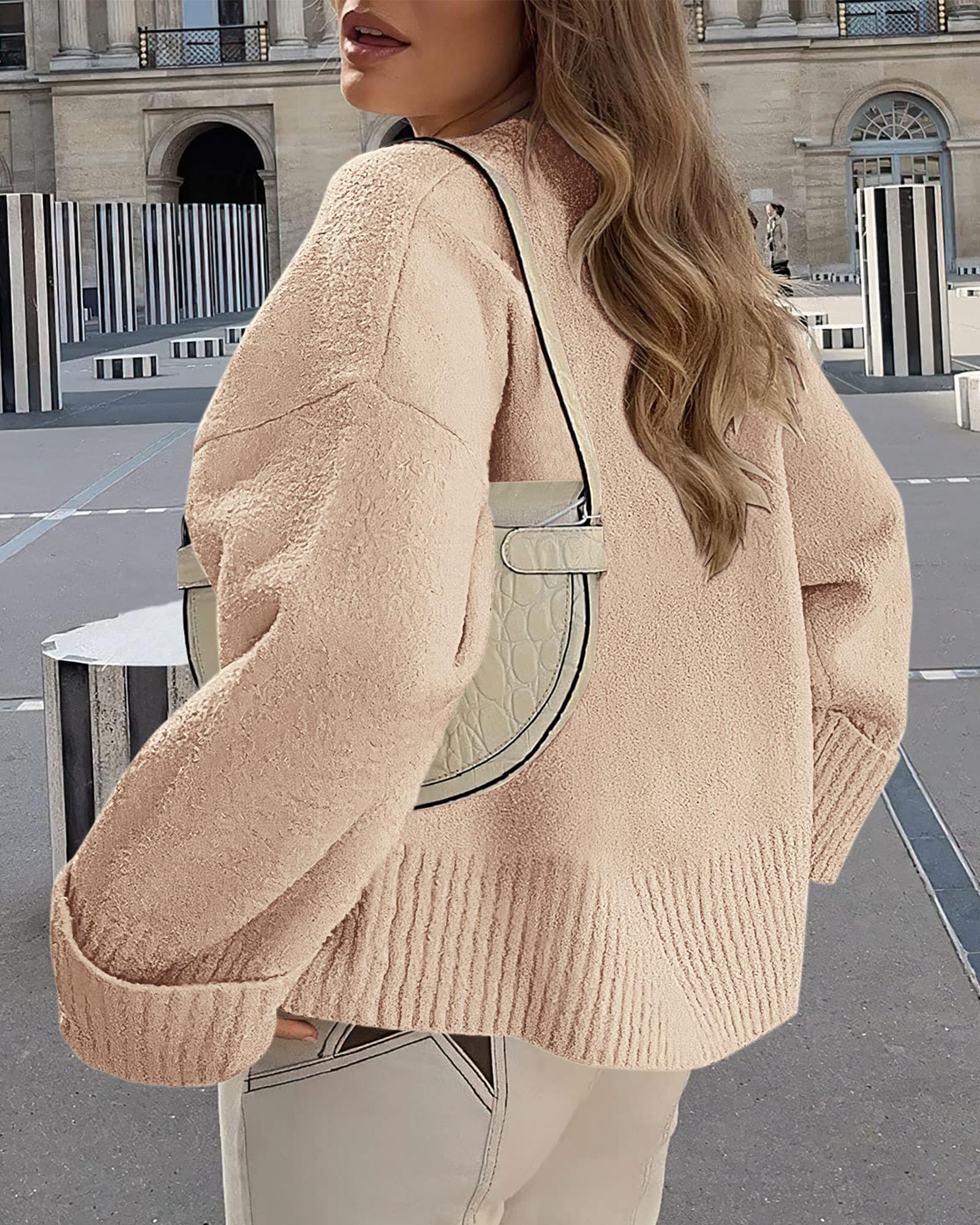 Women's Fall Fashion Cozy Oversized Sweaters(Apricot,XS)