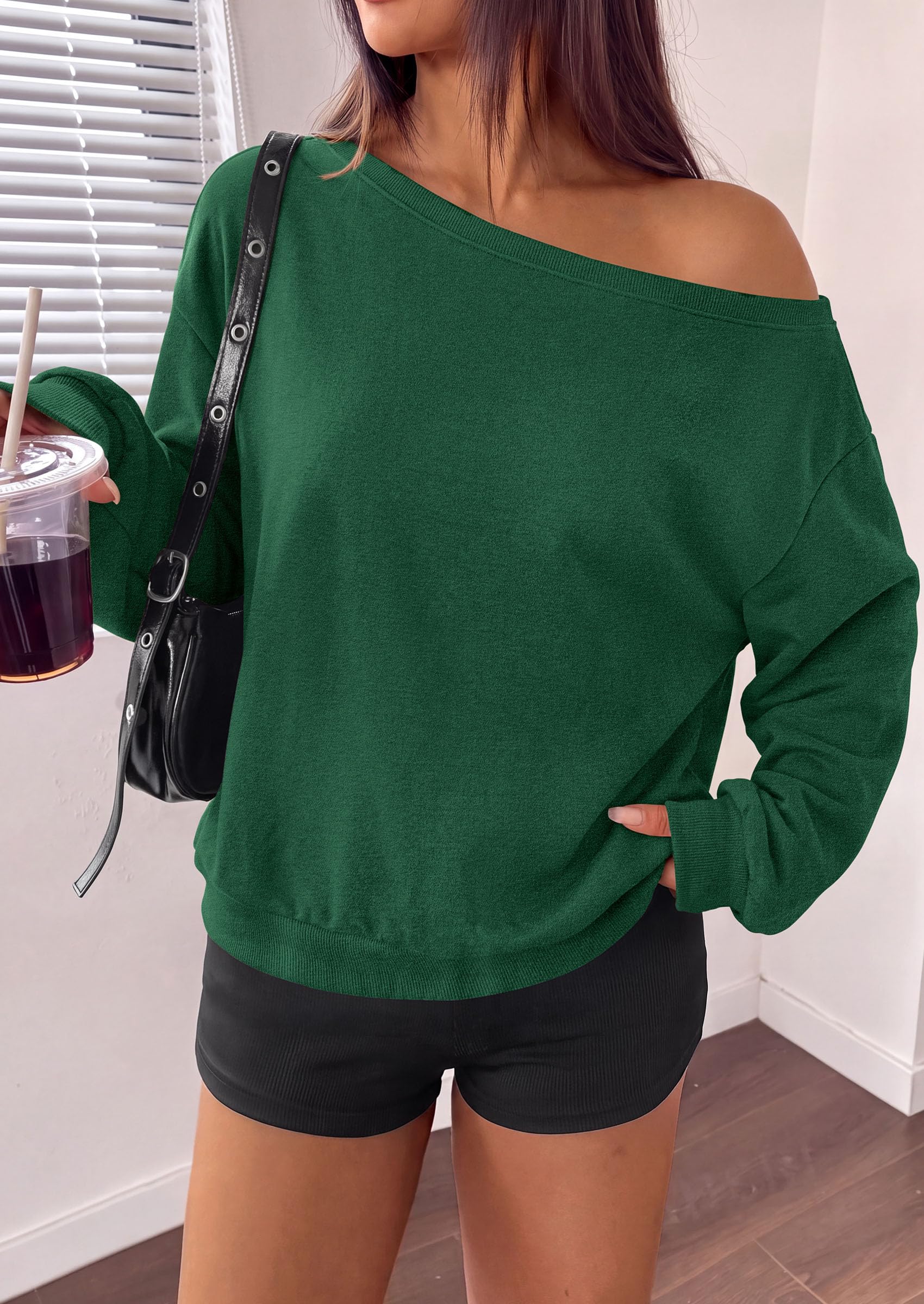 Womens Off The Shoulder Sweatshirt Fall Long Sleeve Tops
