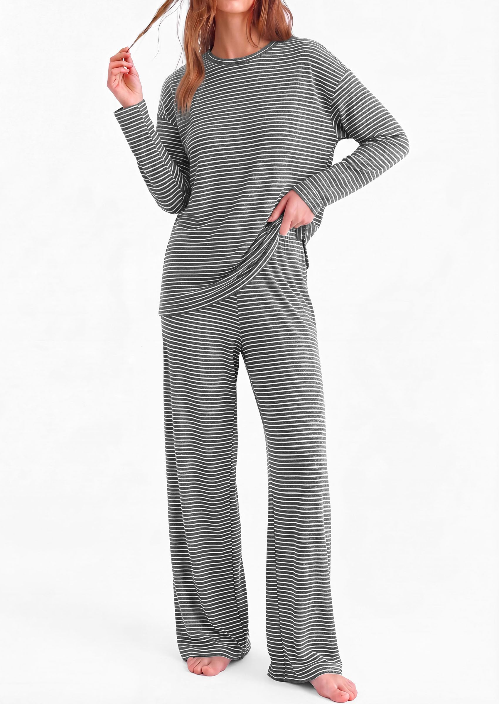 Lounge Sets for Women Fall Striped Matching Comfy Pajama Sets