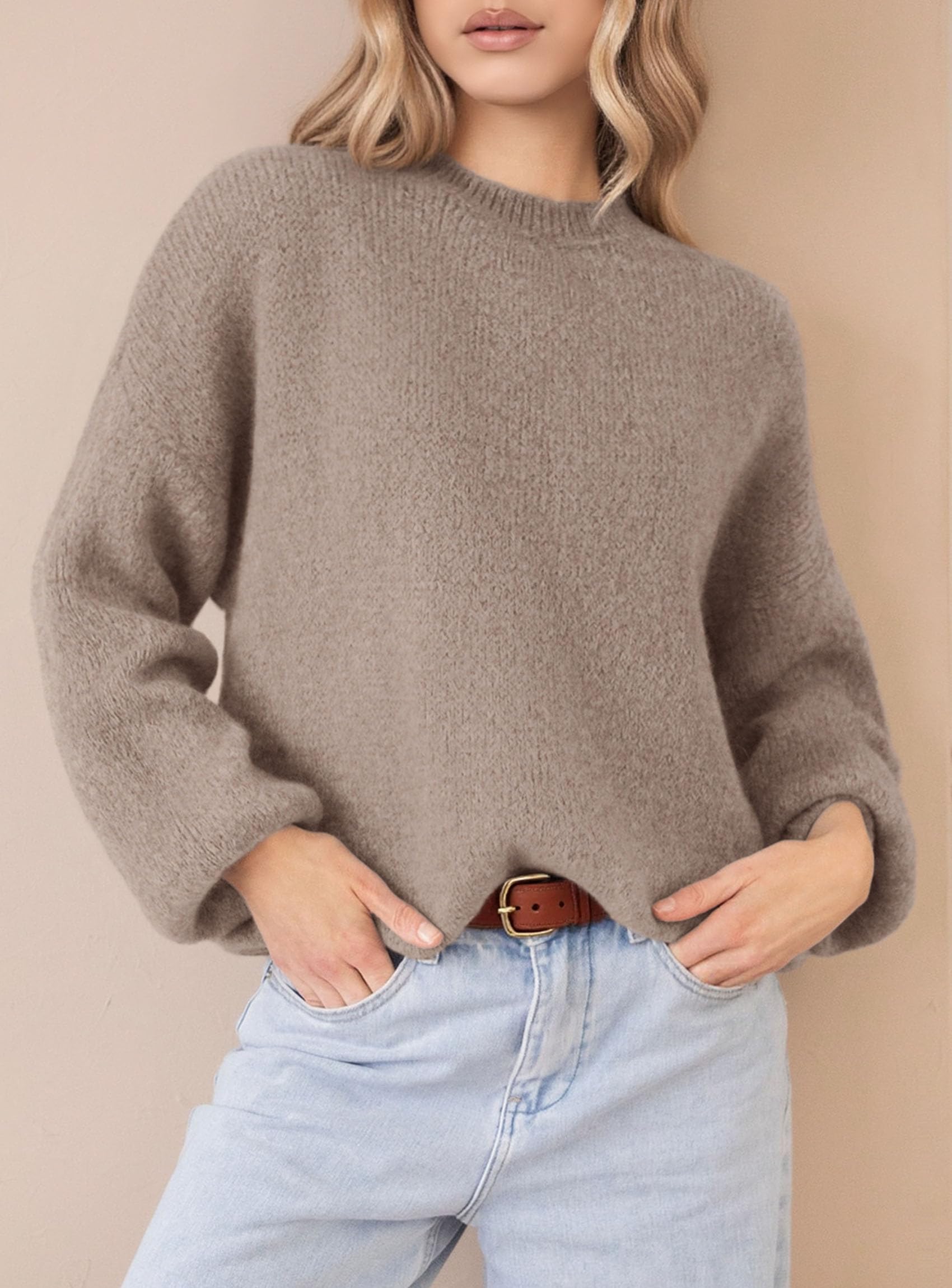 Women's Fall Oversized Holiday Sweaters (Khaki,S)
