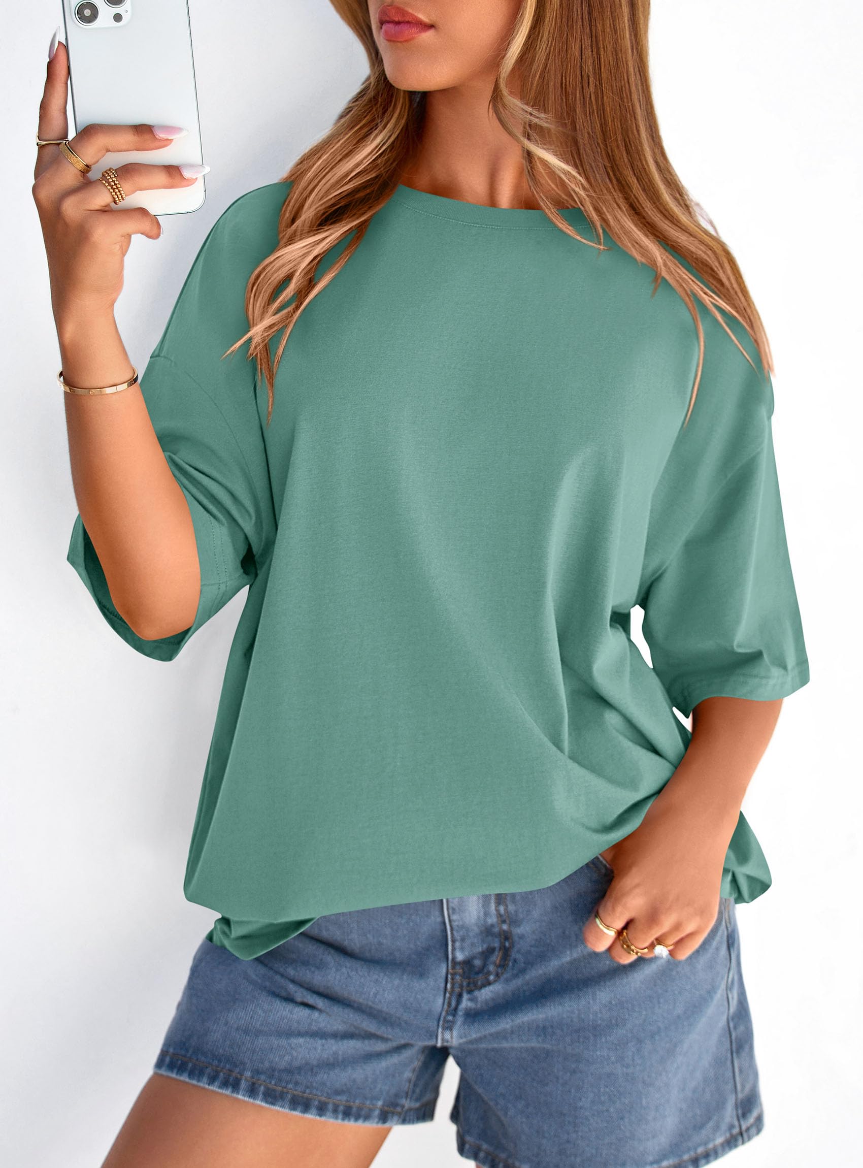 Women's Oversized Tshirts Going Out Tops (Light Green,S)
