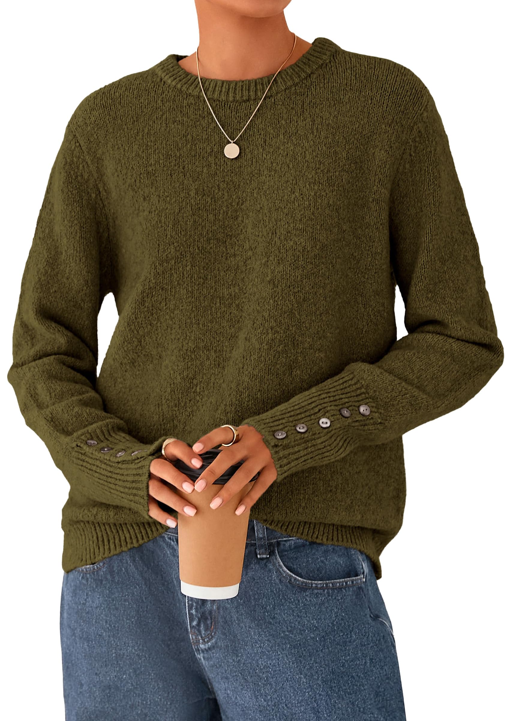 Fall Sweaters for Women Cozy Casual Pullover Ribbed Knit Tops