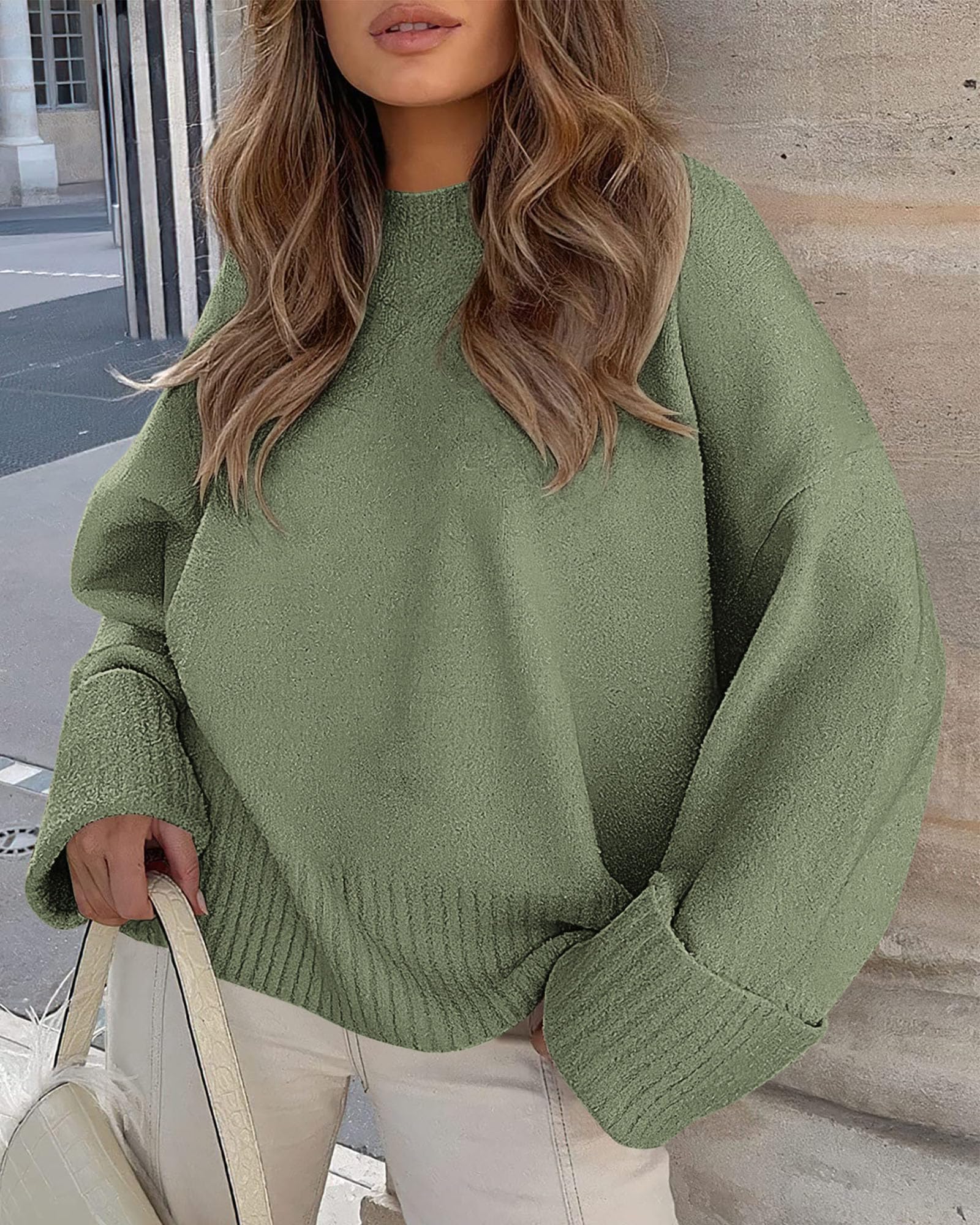 Women's Fall Fashion Cozy Oversized Sweaters(Army Green,XS)