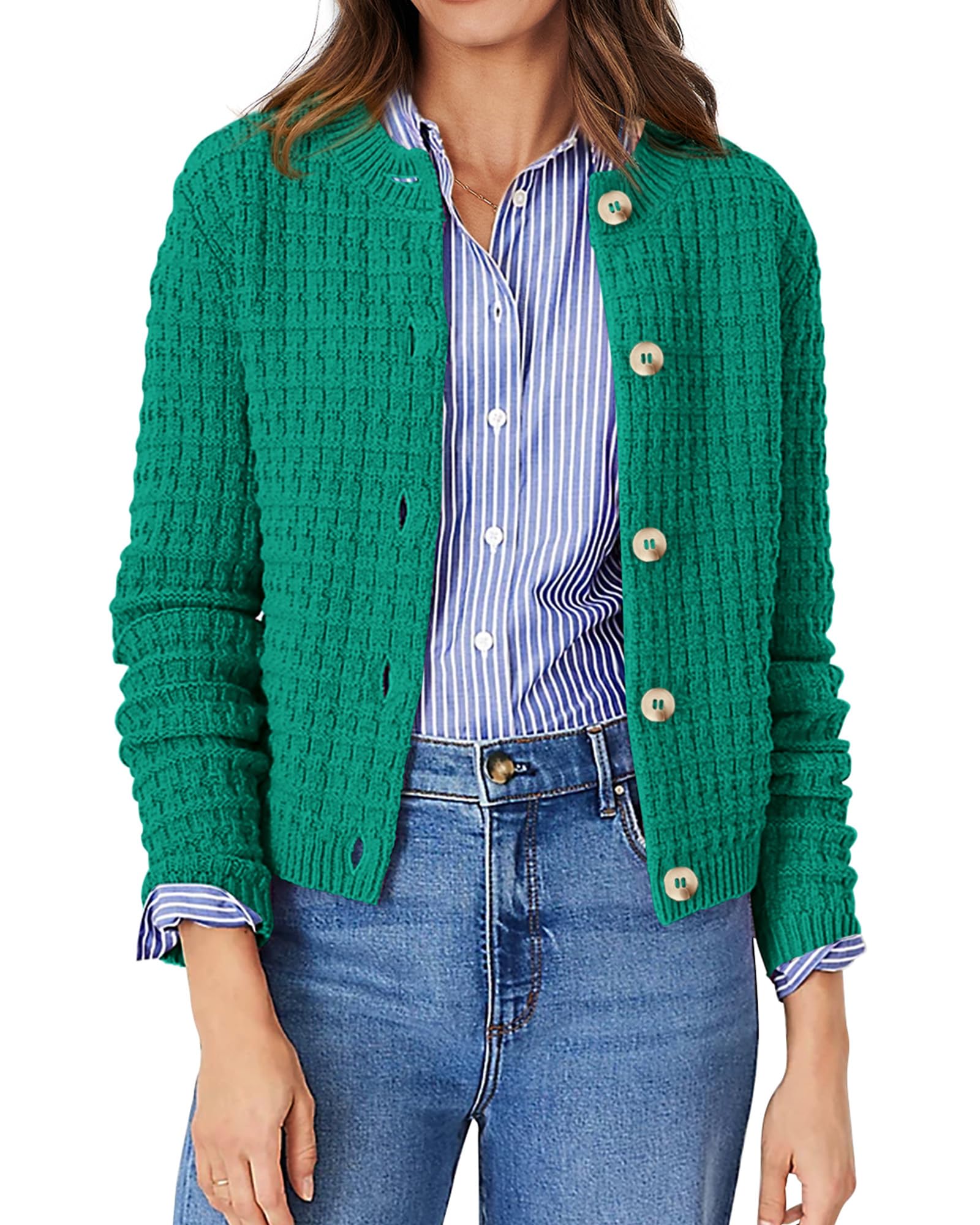 Women's Fall Lightweight Cardigan Sweaters Green