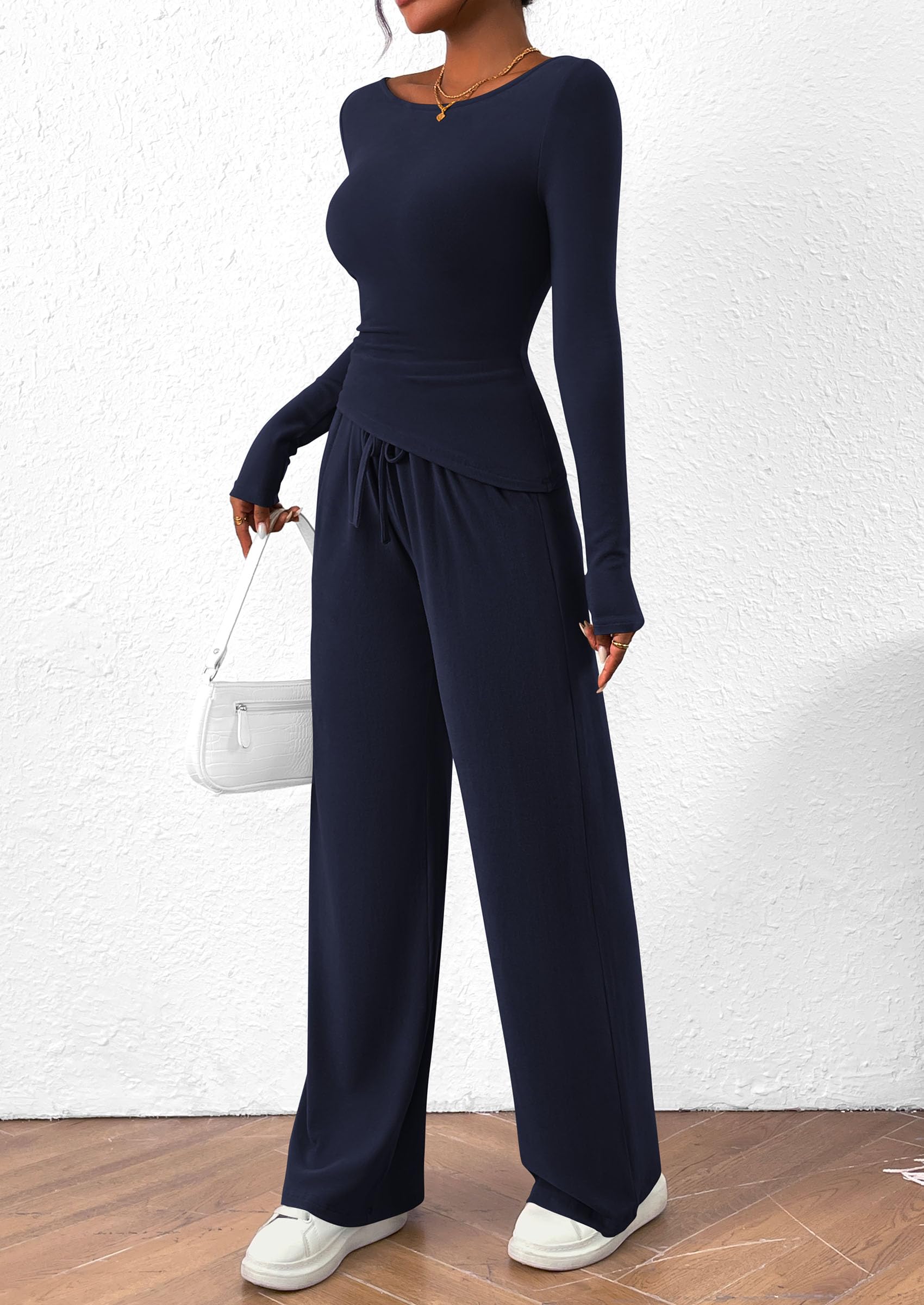 Women's 2 Piece Lounge Sets Airport Outfits(Navy,XS)